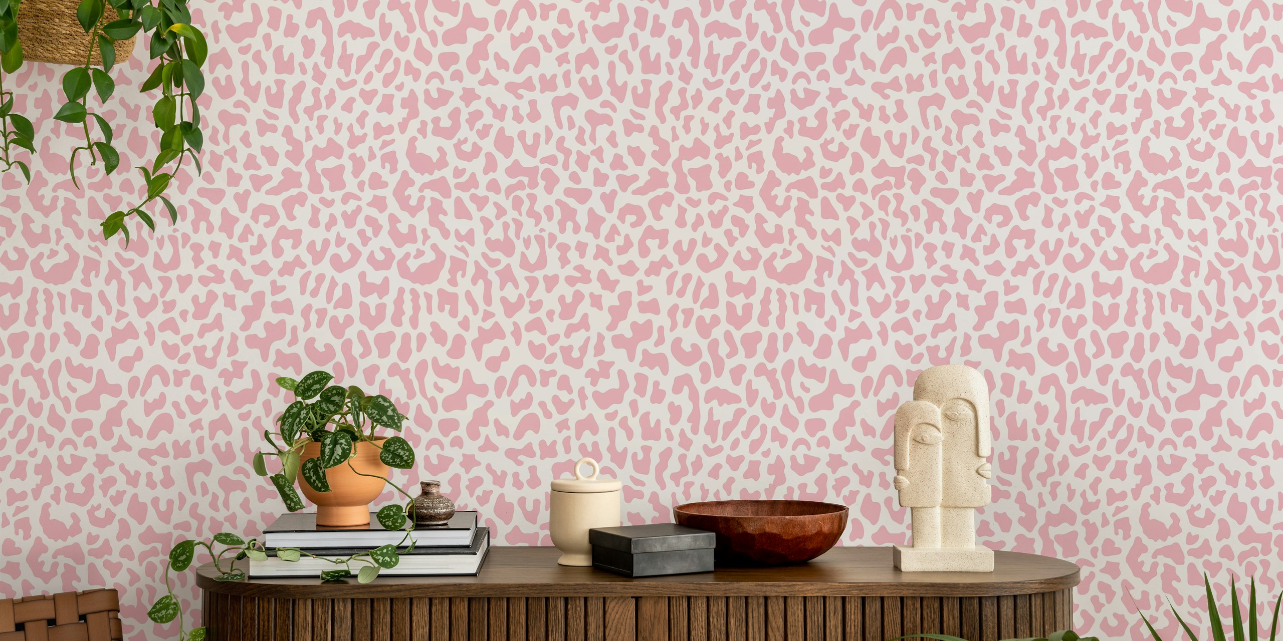 Animal print wallpaper in a modern room