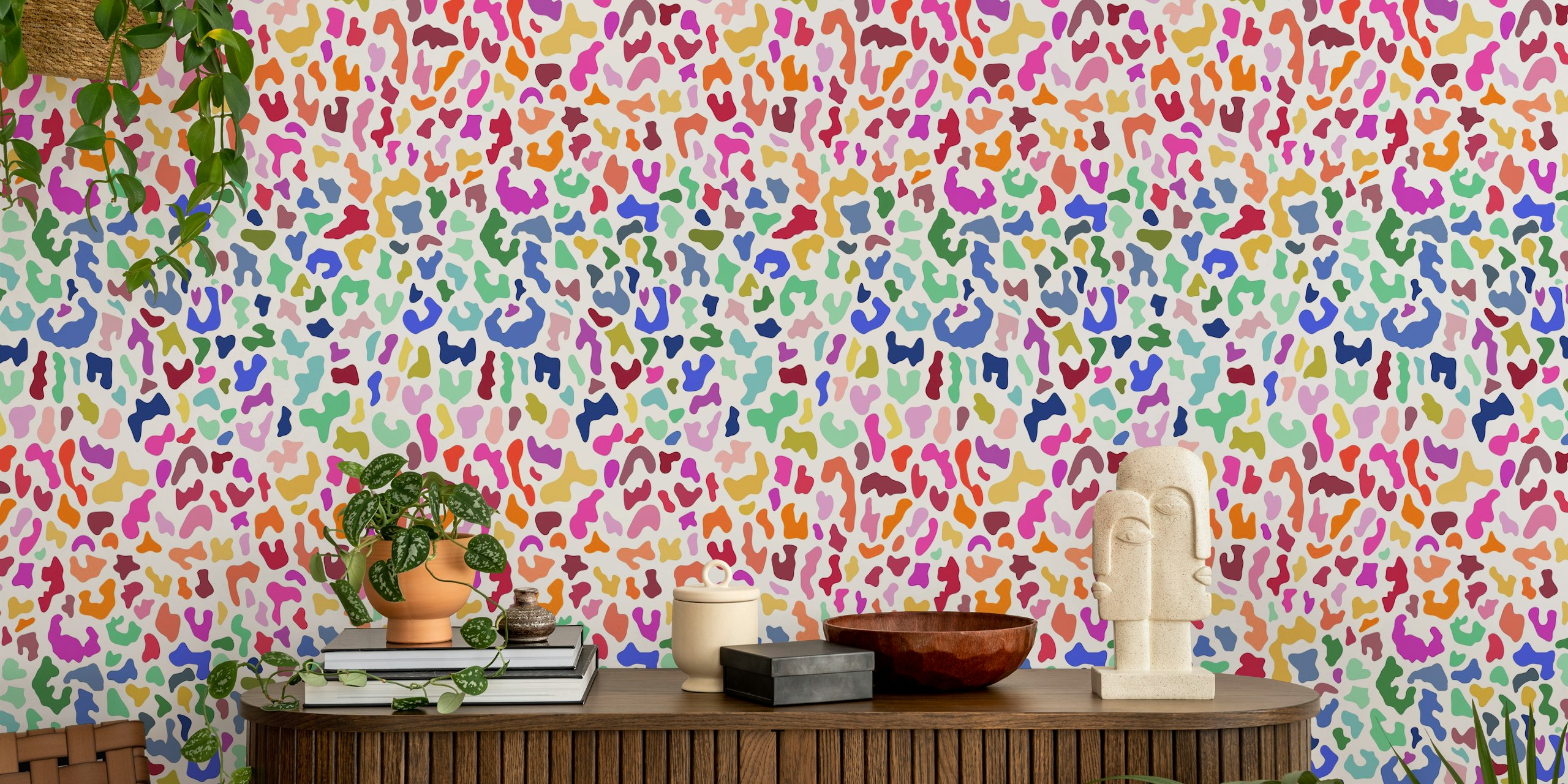 Colorful rainbow animal print pattern wall mural