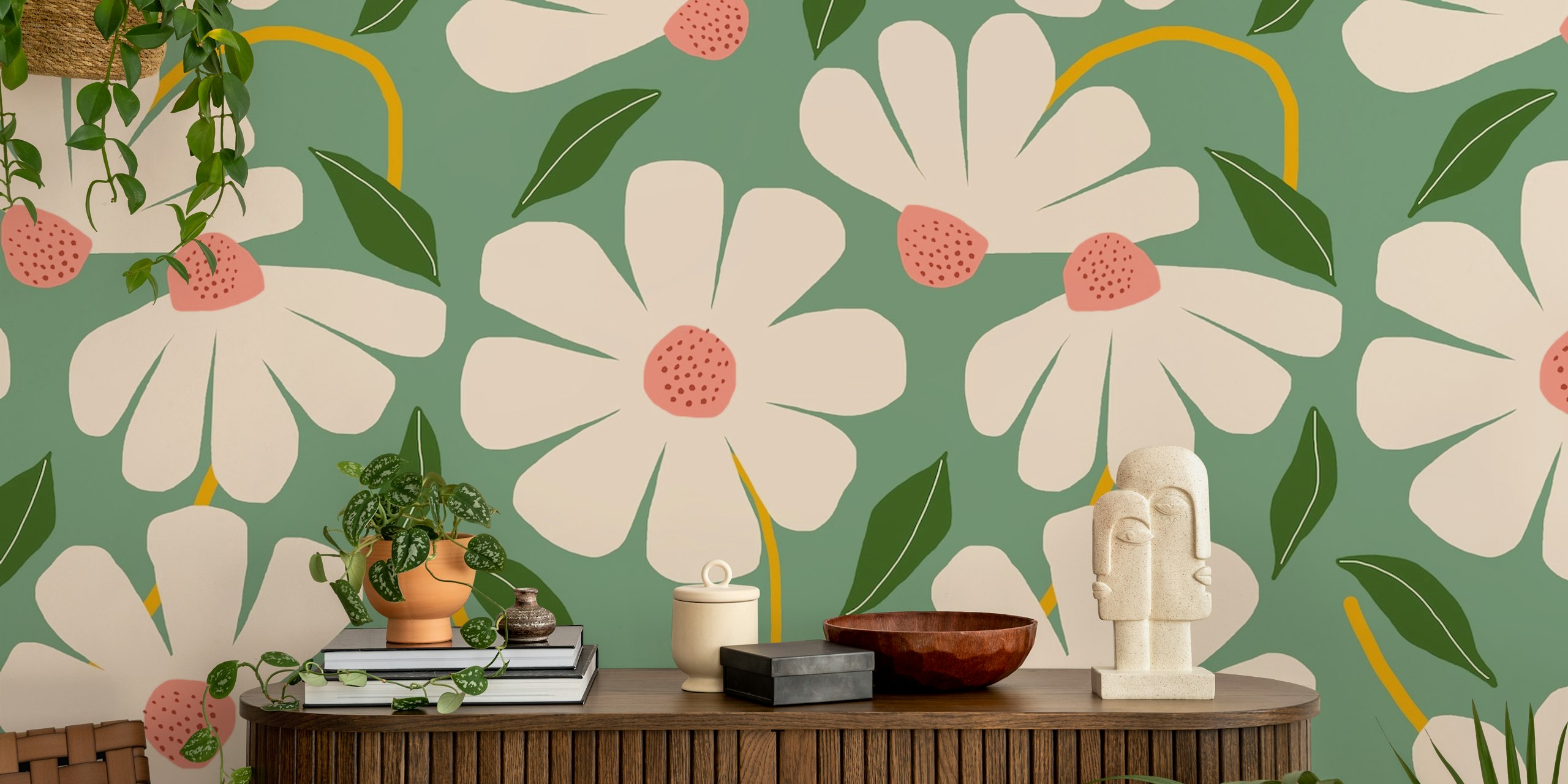 Wild Daisies pattern tapet i et rom