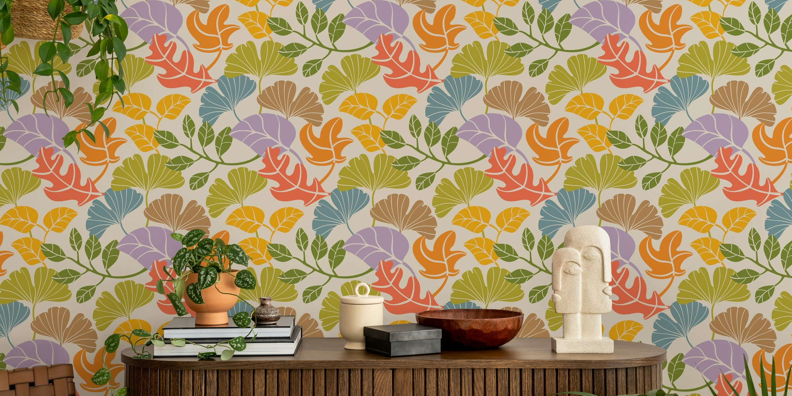 Falling Leaves Autumn Forest Wallpaper In A Room