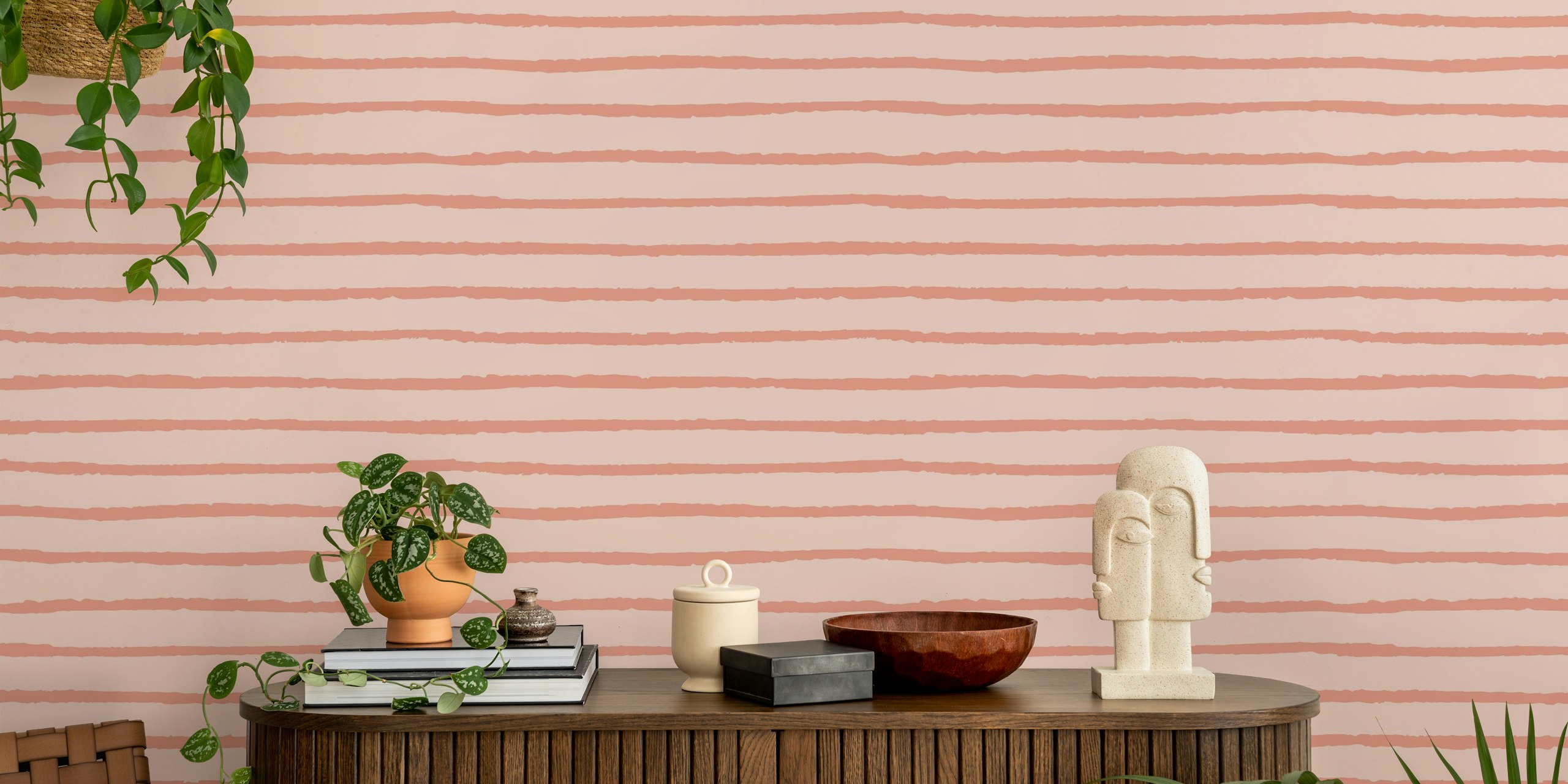 Abstract Stripes_peach Tapete in einem Raum