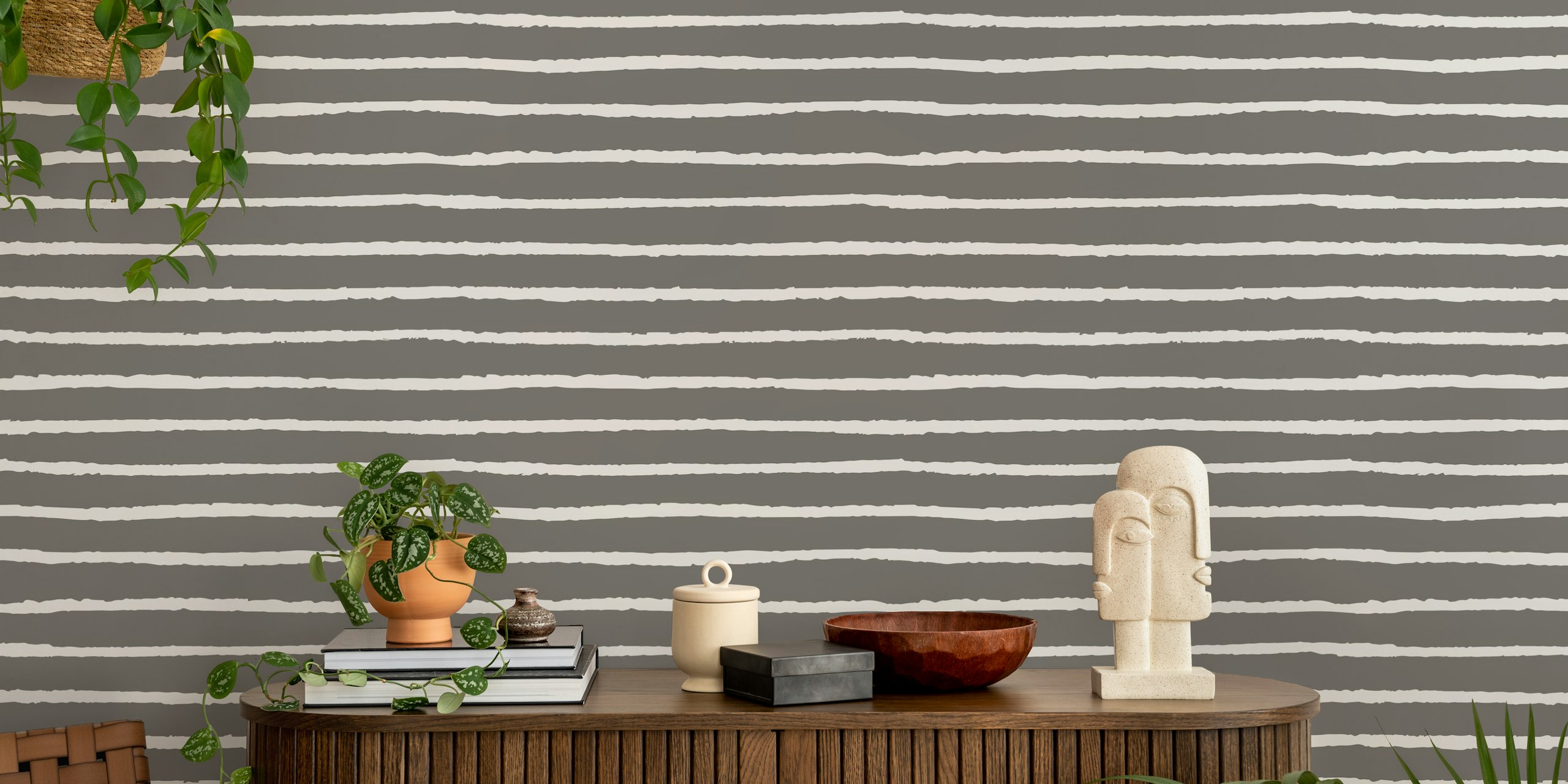 Gray and white striped abstract wallpaper design