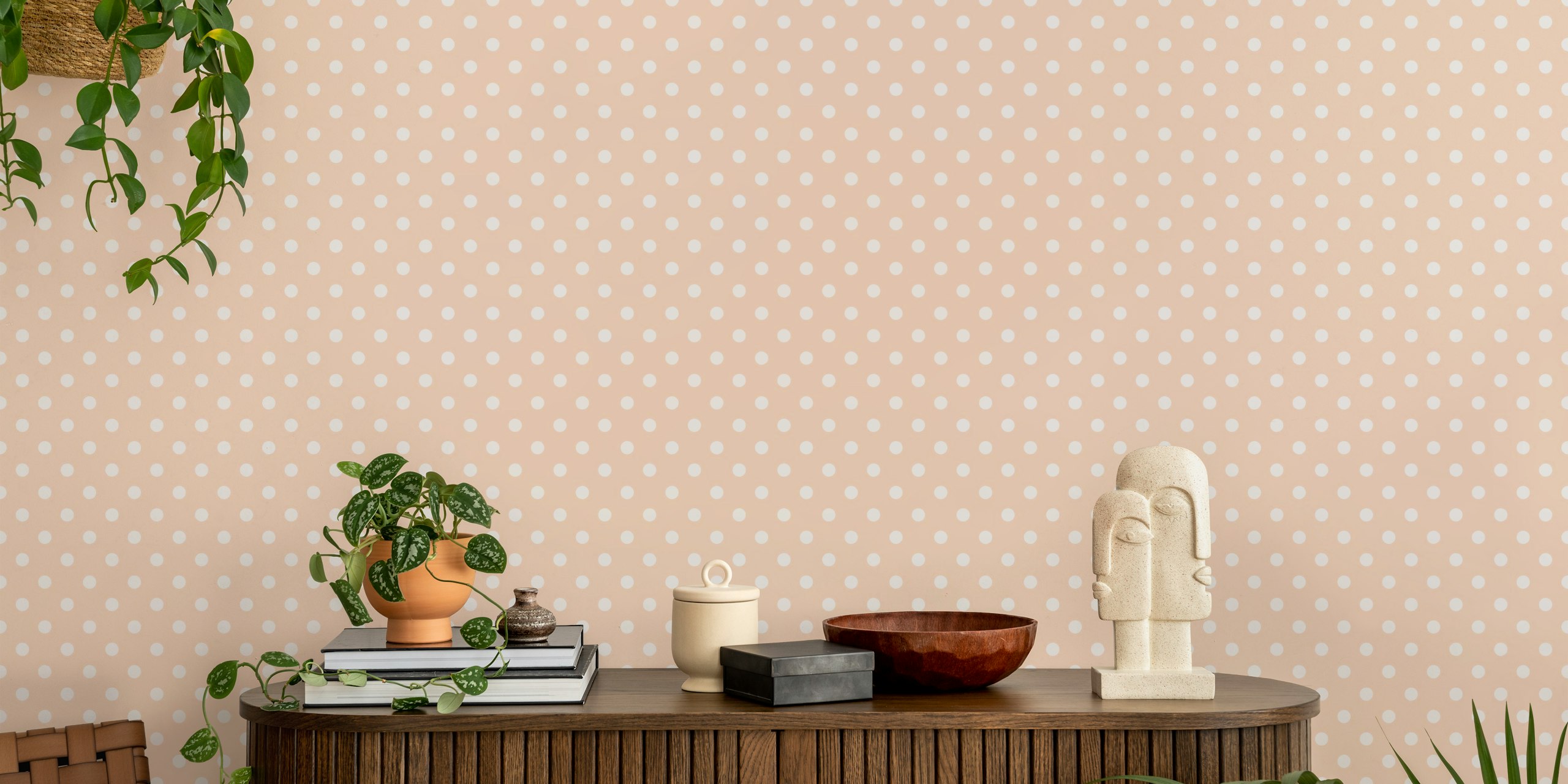 Polka dots wallpaper in a room setting