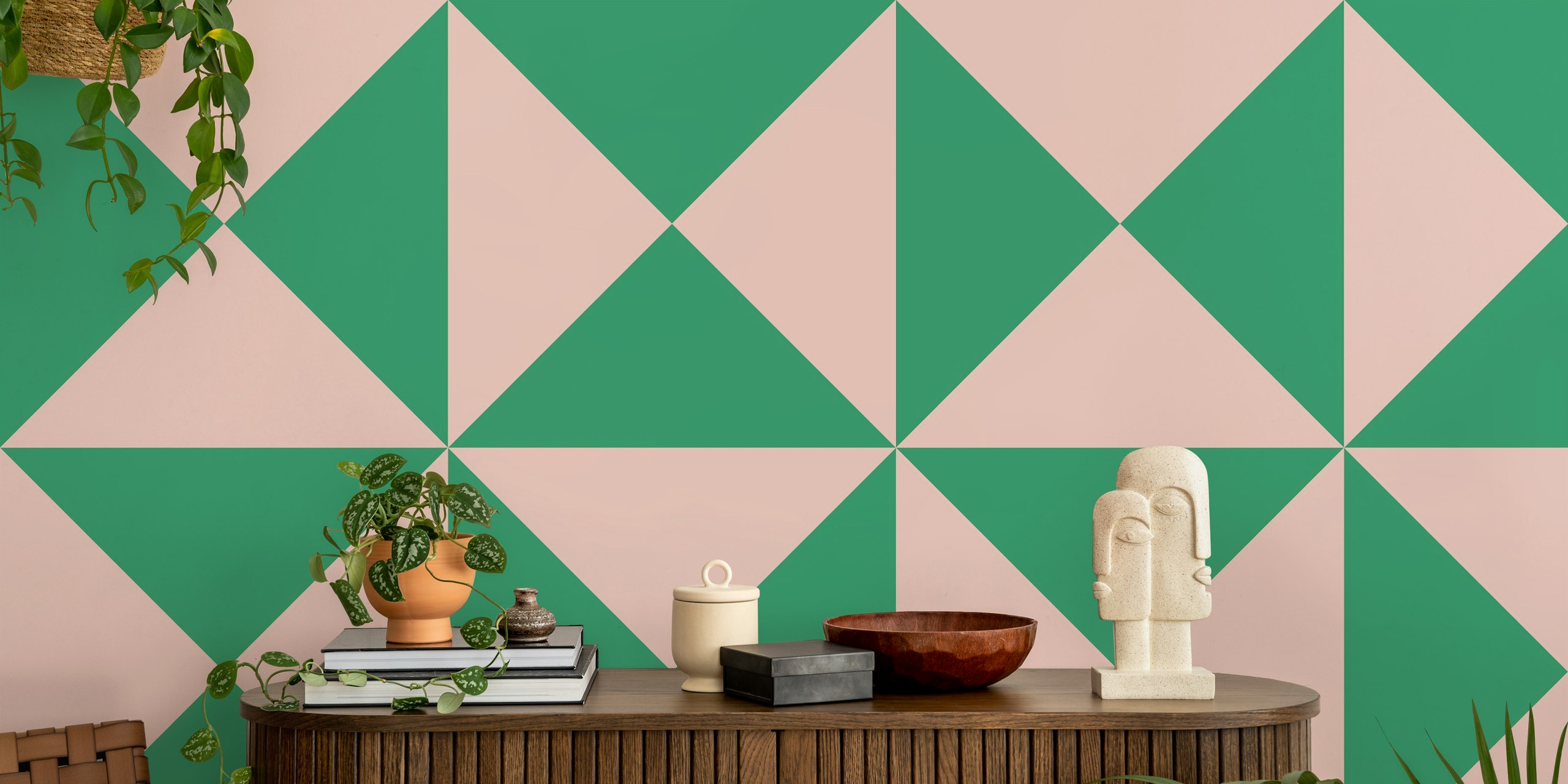Pink and Green Triangles -tapetti huoneessa