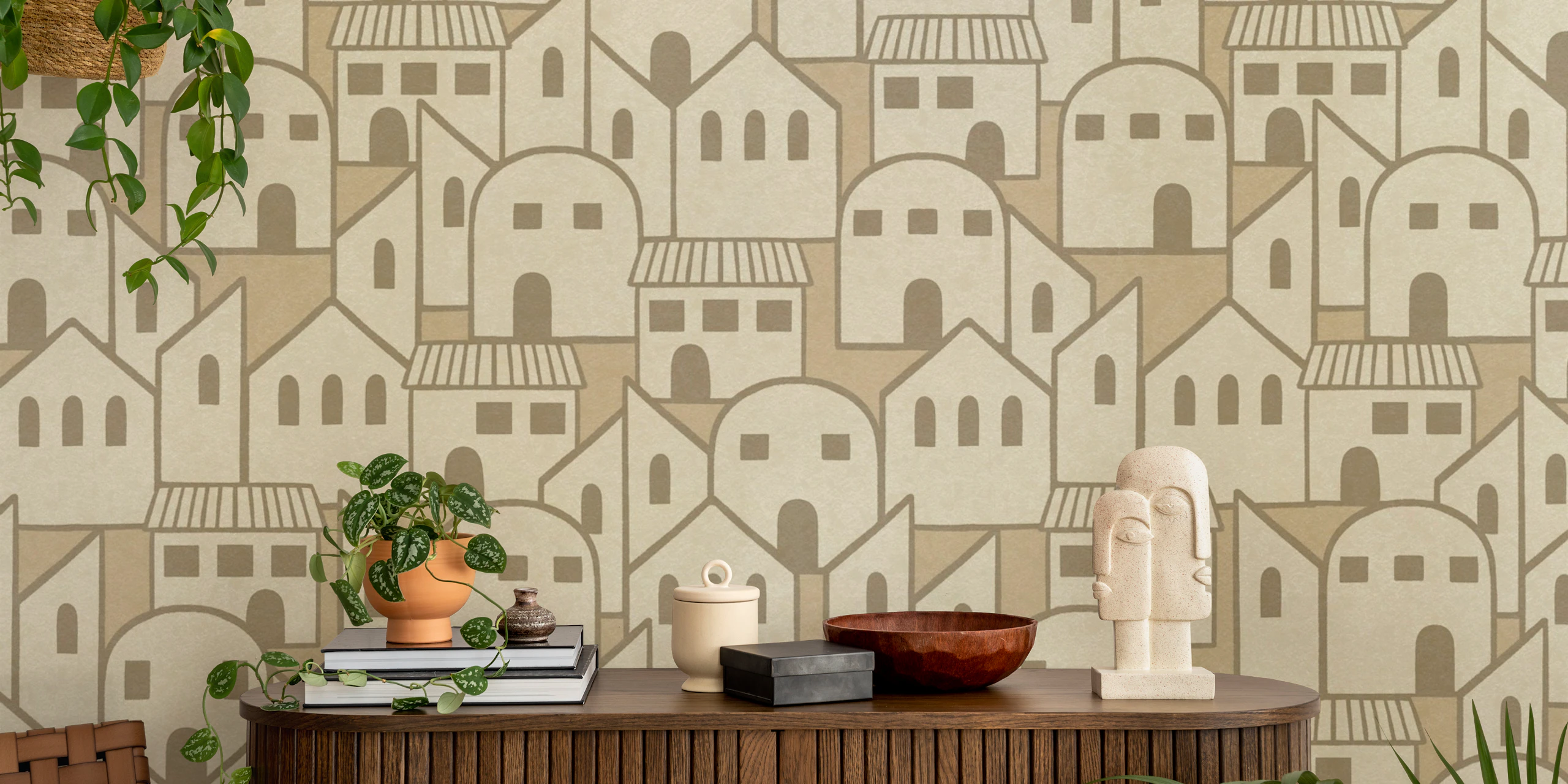 Minimalist Abstract Houses Wallpaper | happywall.com