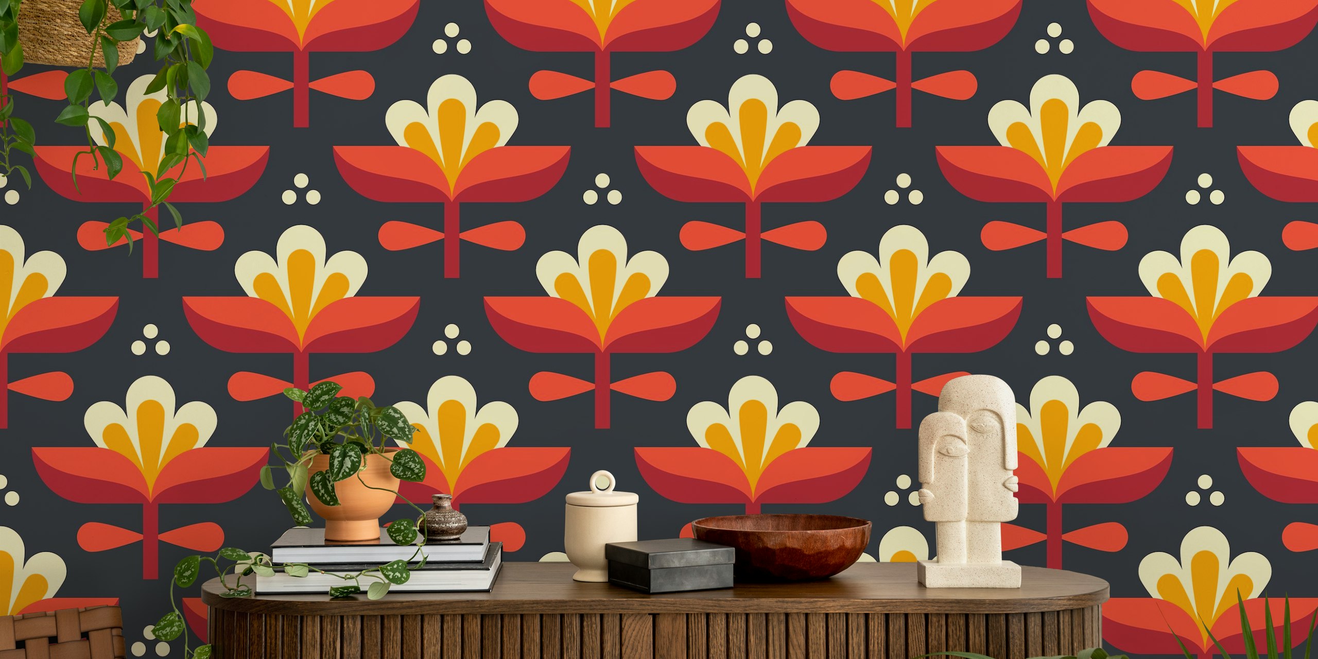 Vibrant retro blossoms tapeta v pokoji