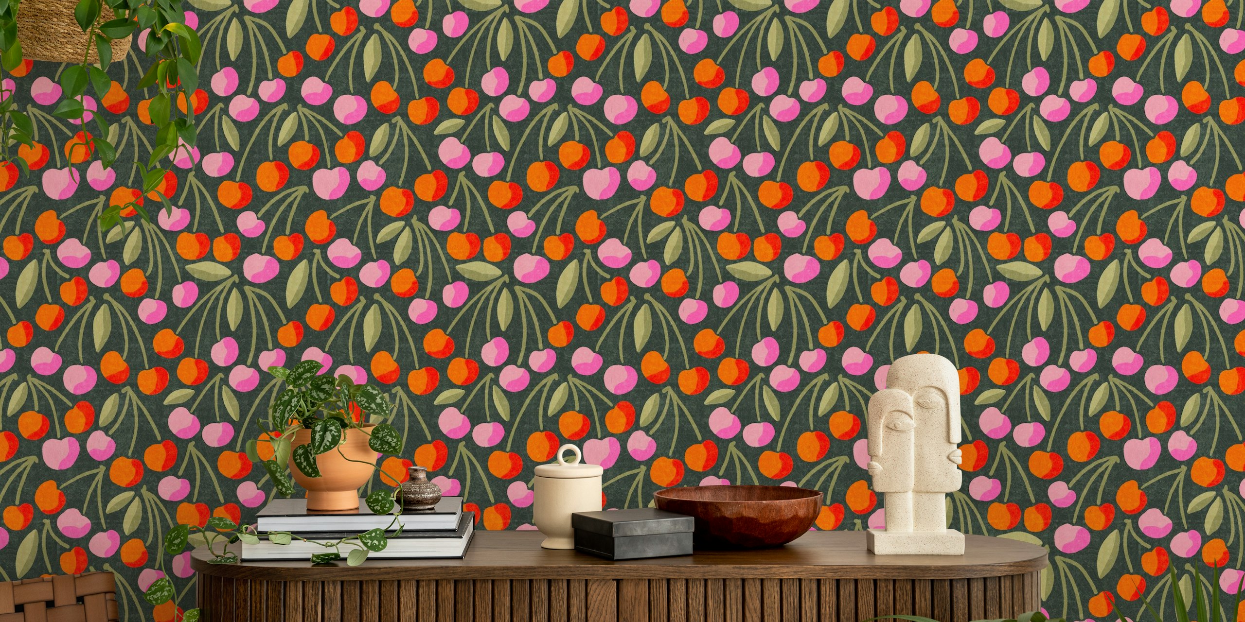 Bing navy wallpaper in a modern interior