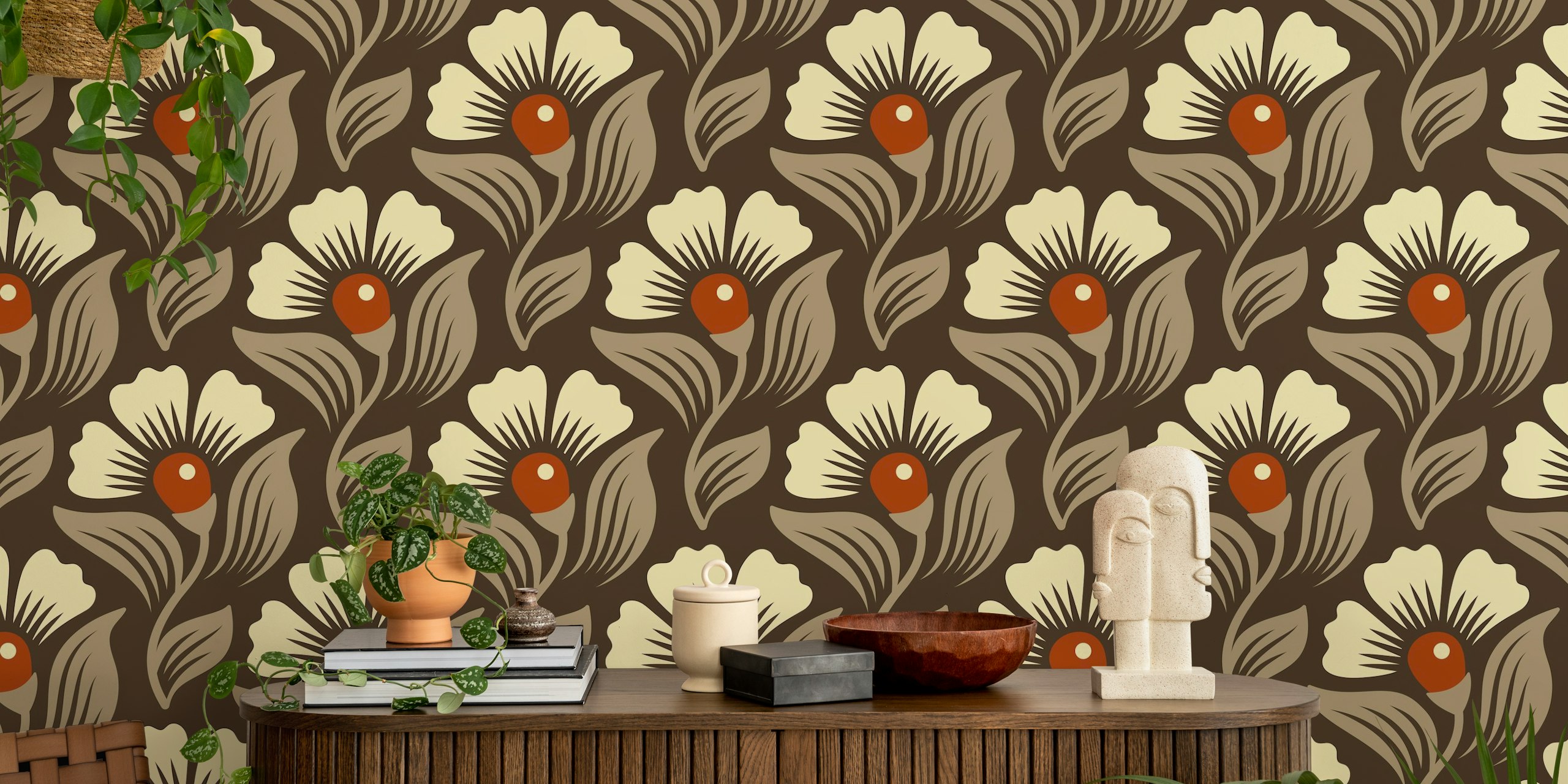 Hand drawn blossoms pattern σε ένα δωμάτιο