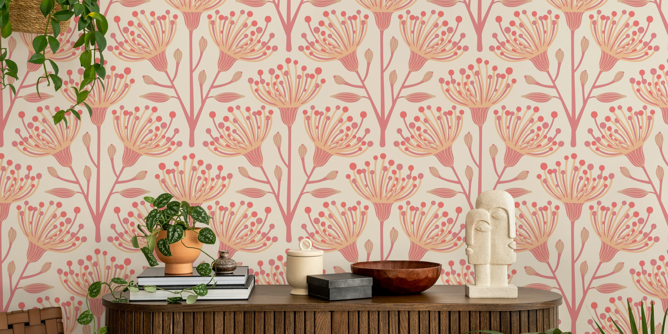 Eucalyptus floral tapetdesign i et rom
