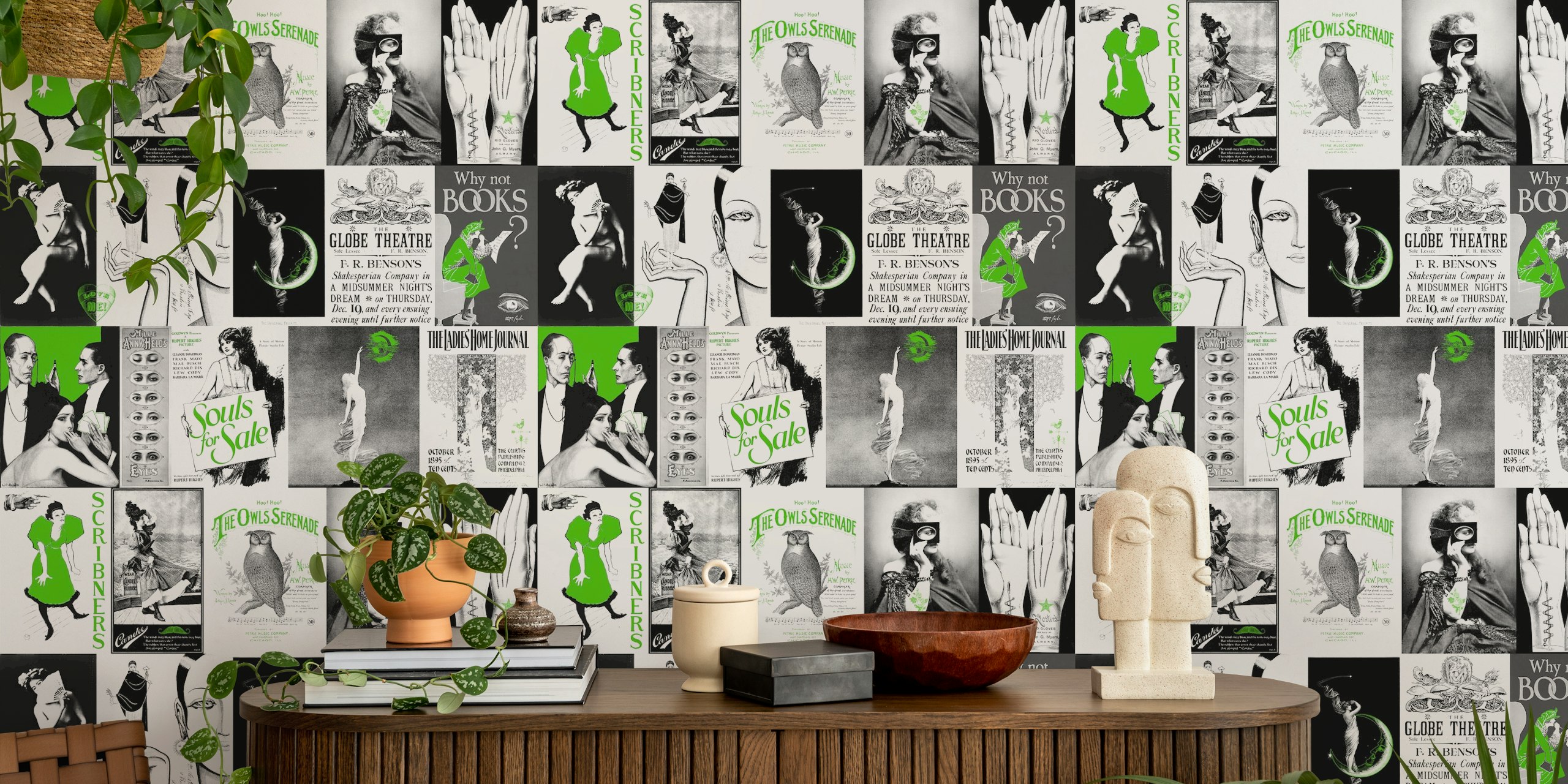 Vintage Art mix pattern tapeta u sobi