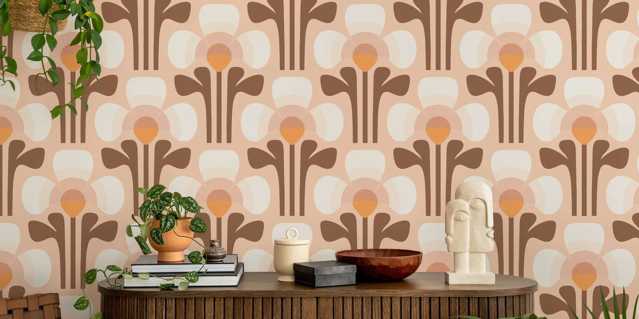 Retro clovers tapet i en rumsmiljö