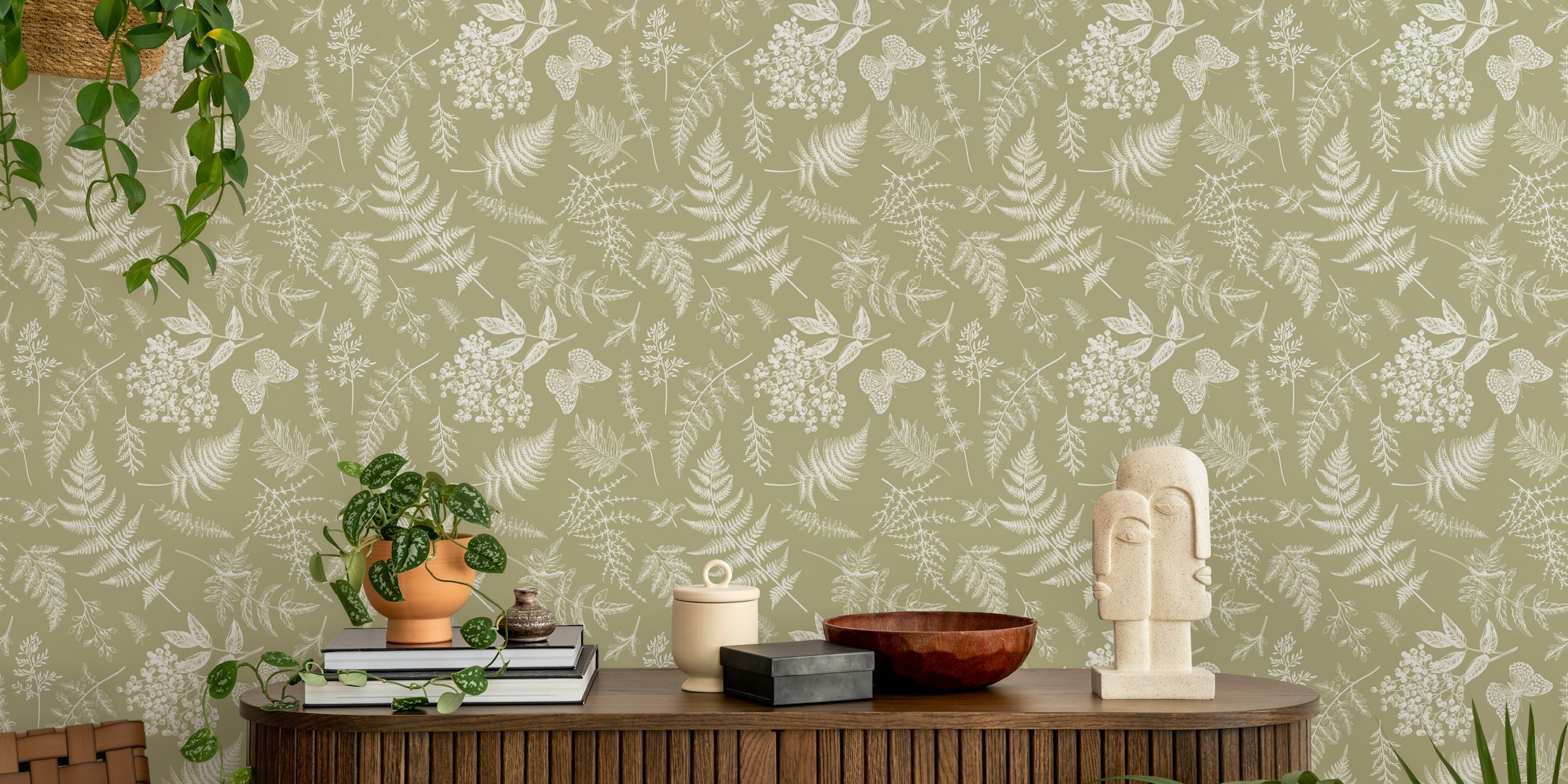 Farn Oasis wallpaper in a stylish room