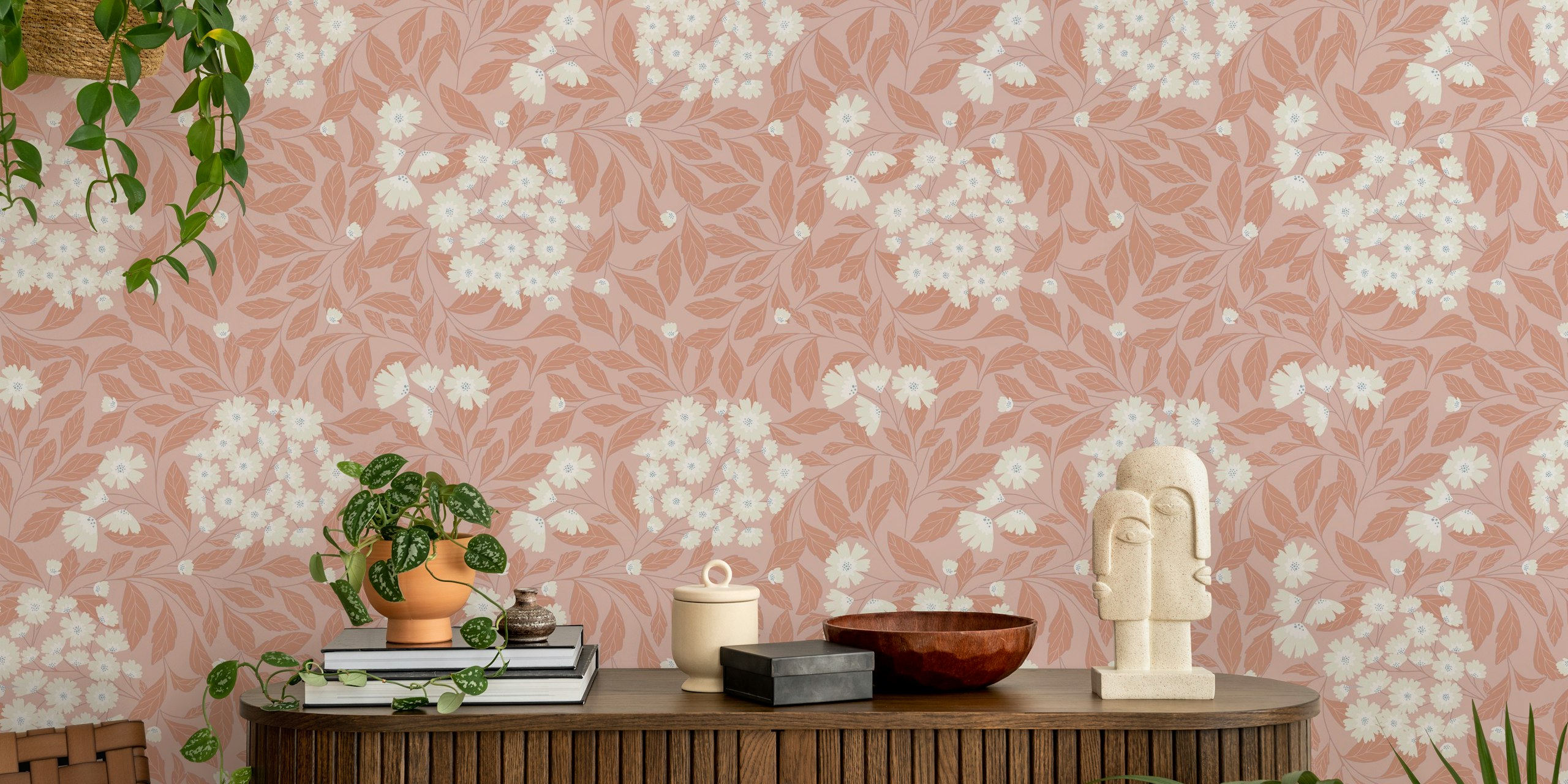 Dreamy wild blooms behang in een kamer