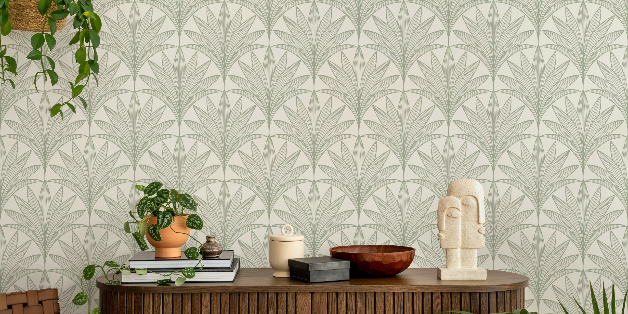 Art Deco Palm Leaf tapet i et rom