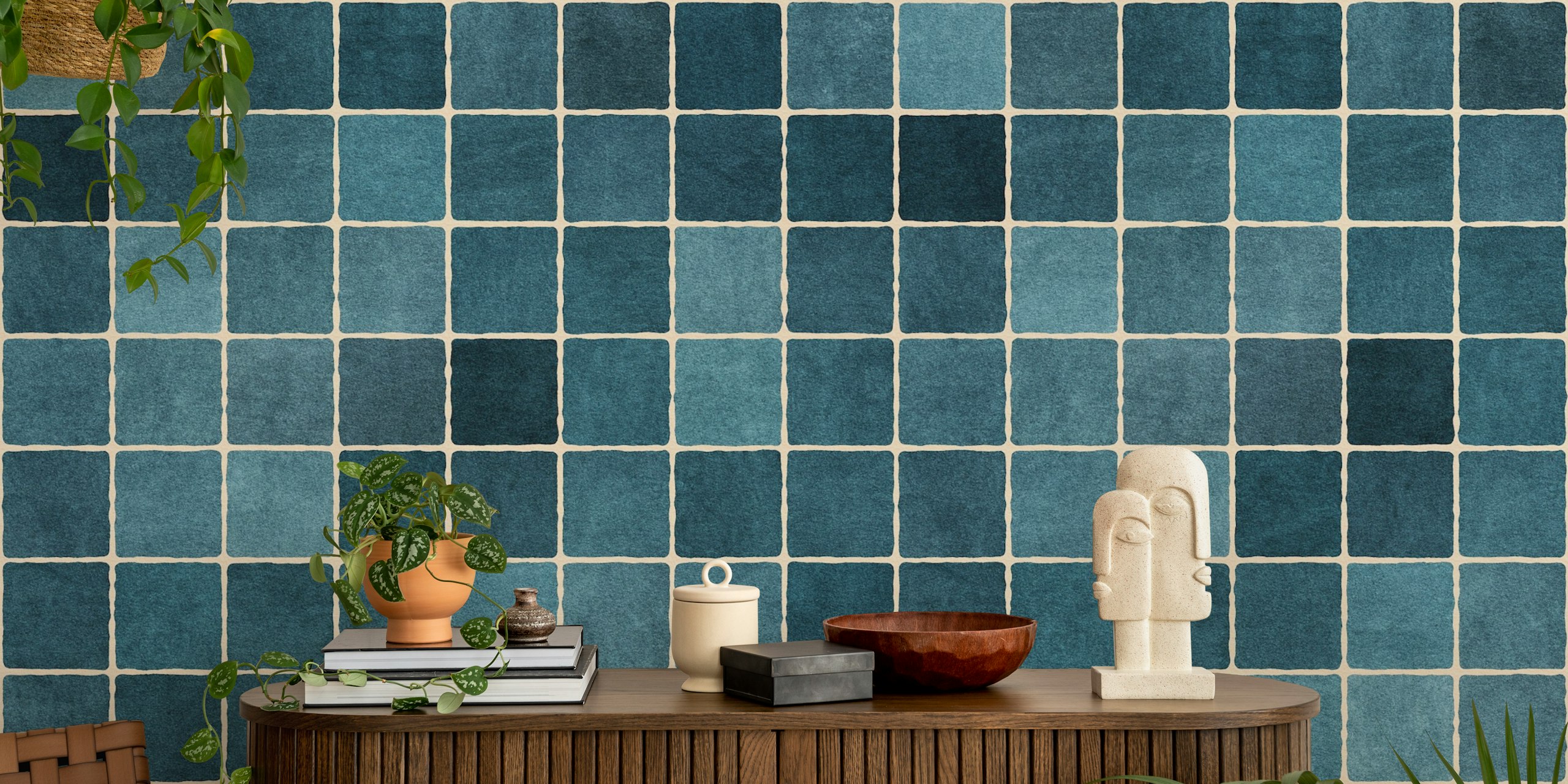 Design De Papel De Parede Mosaic Em Um Quarto