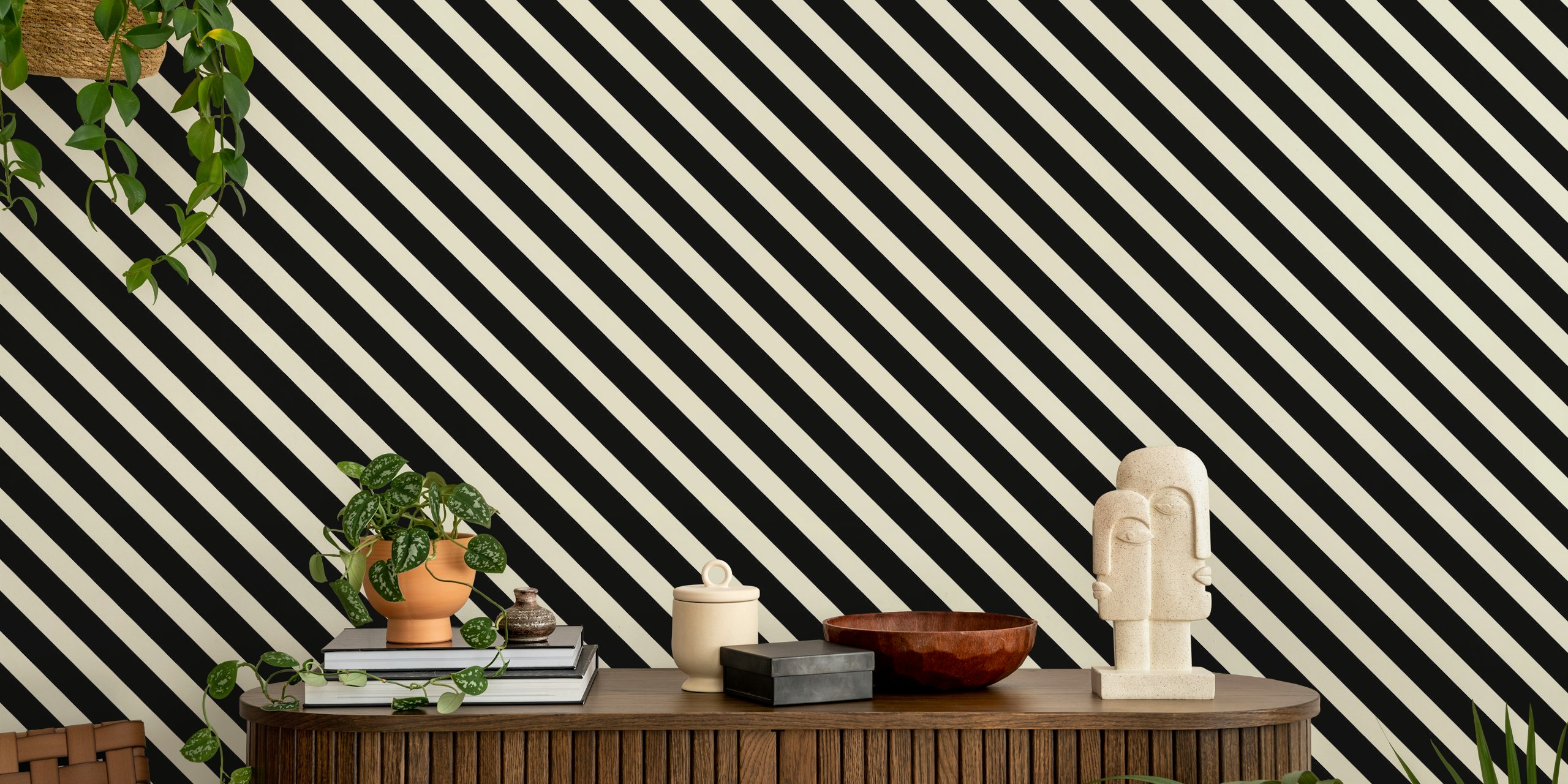 Black striped tapeta v pokoji