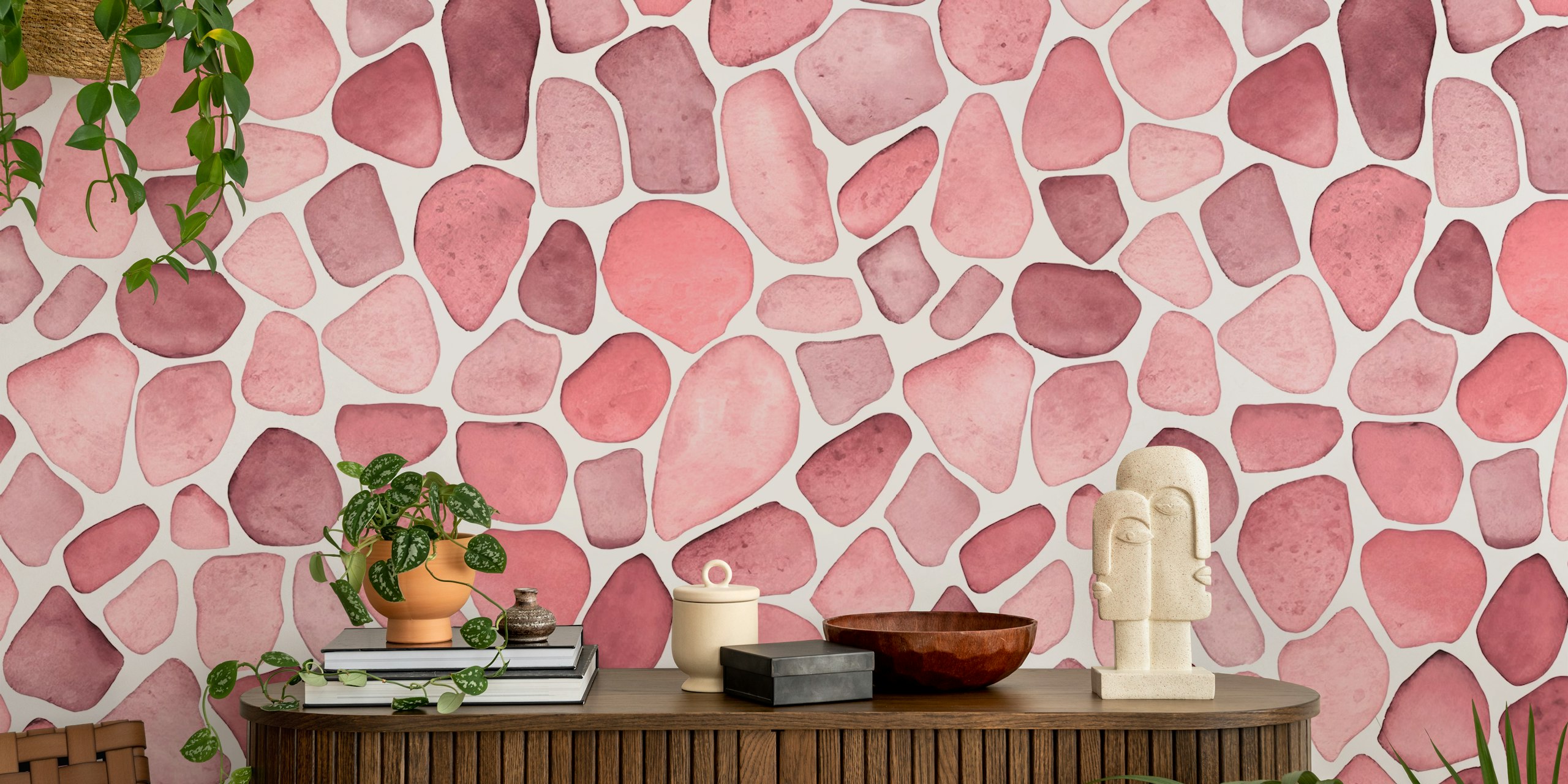 Ocean Vibe Seaglass Watercolor Wallpaper in een kamer