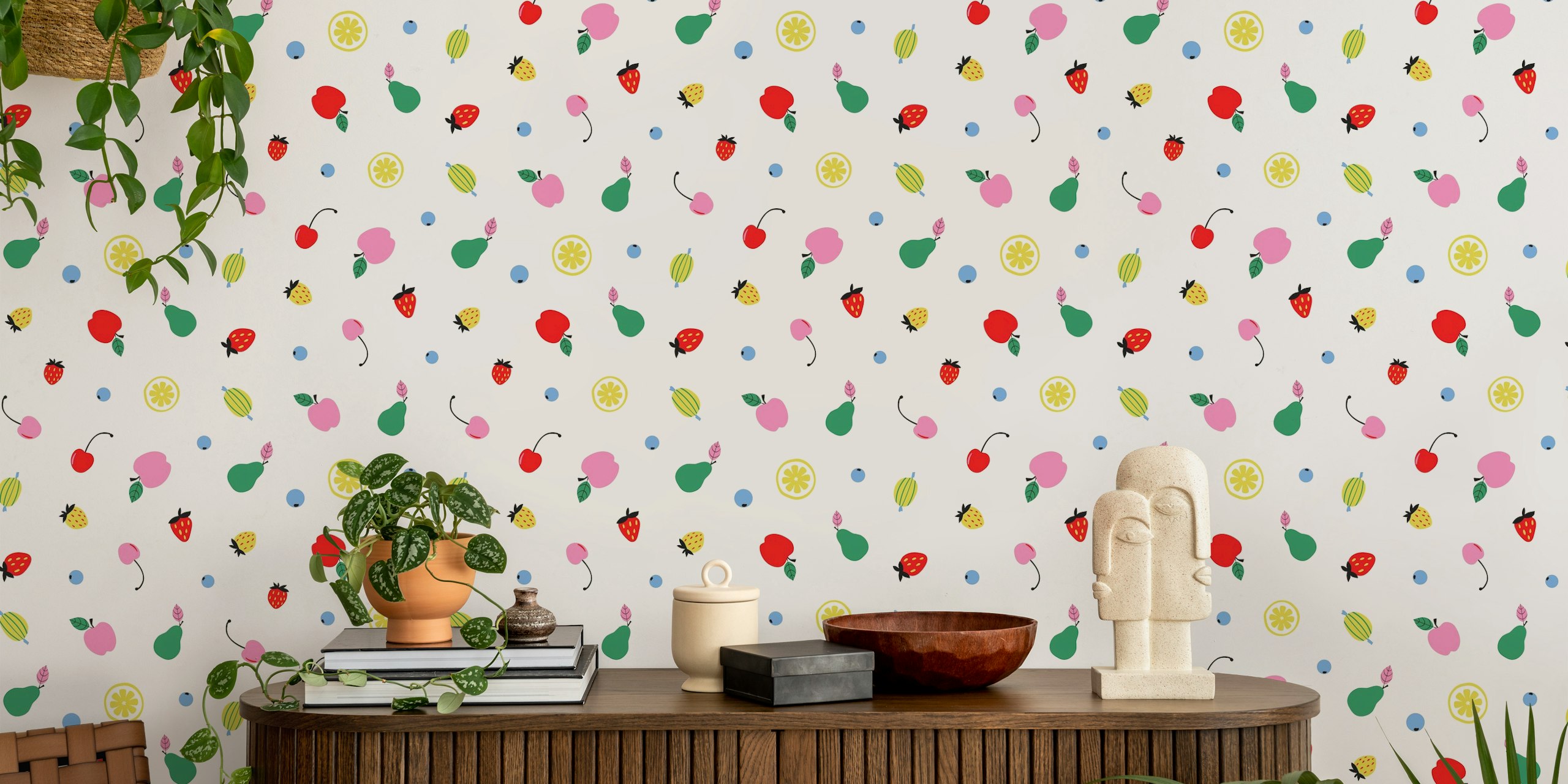Fruit Ditsy wallpaper in a room