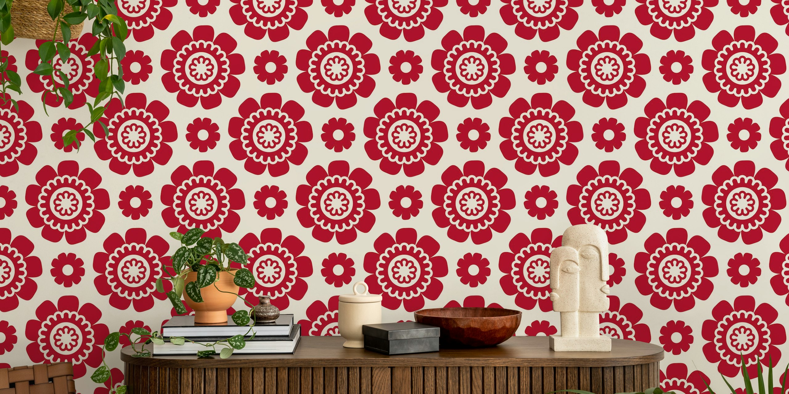 Fotomural con estampado de margaritas rojas en happywall.com