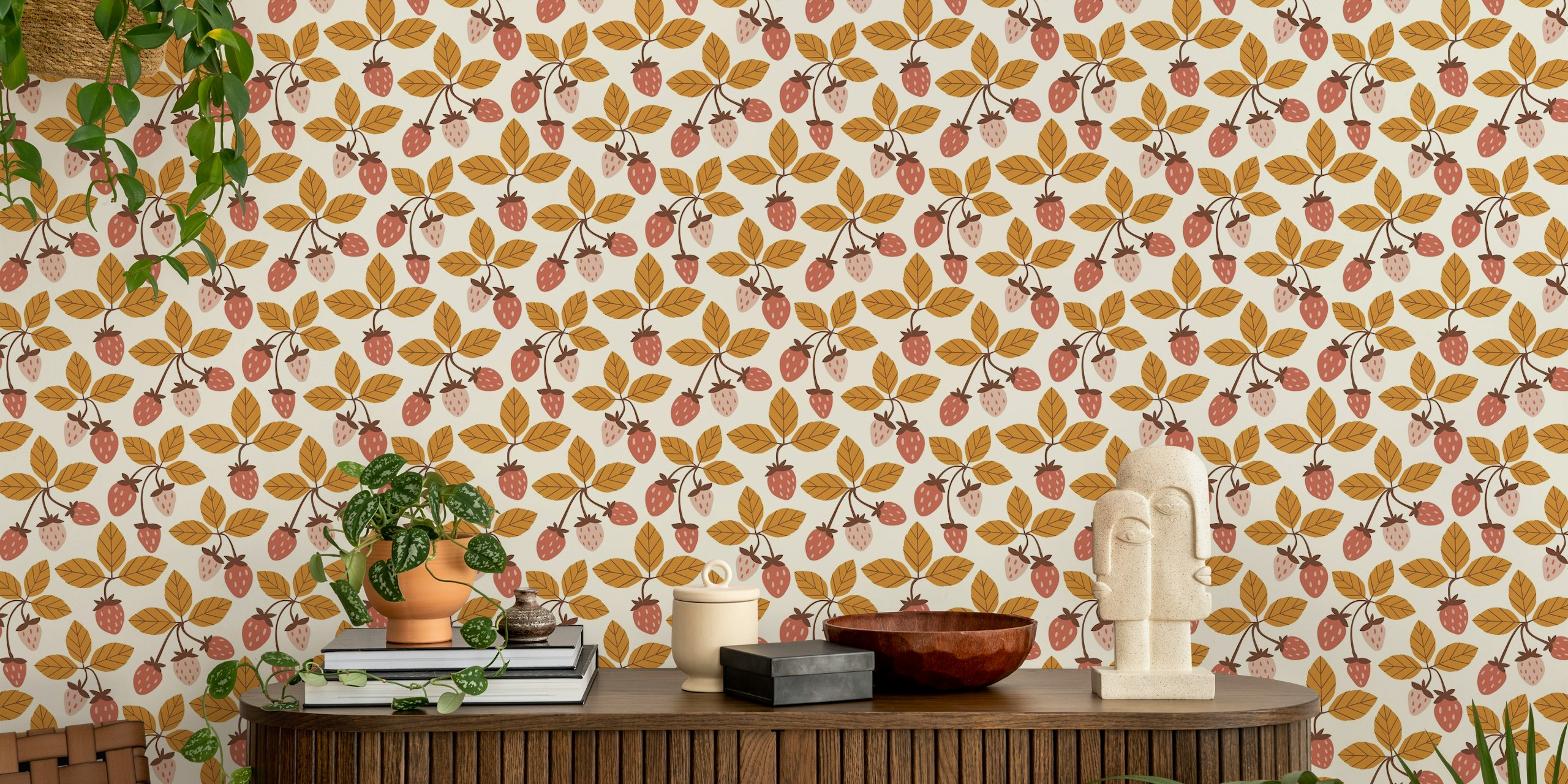Strawberry Patch vintage tapet i et rum