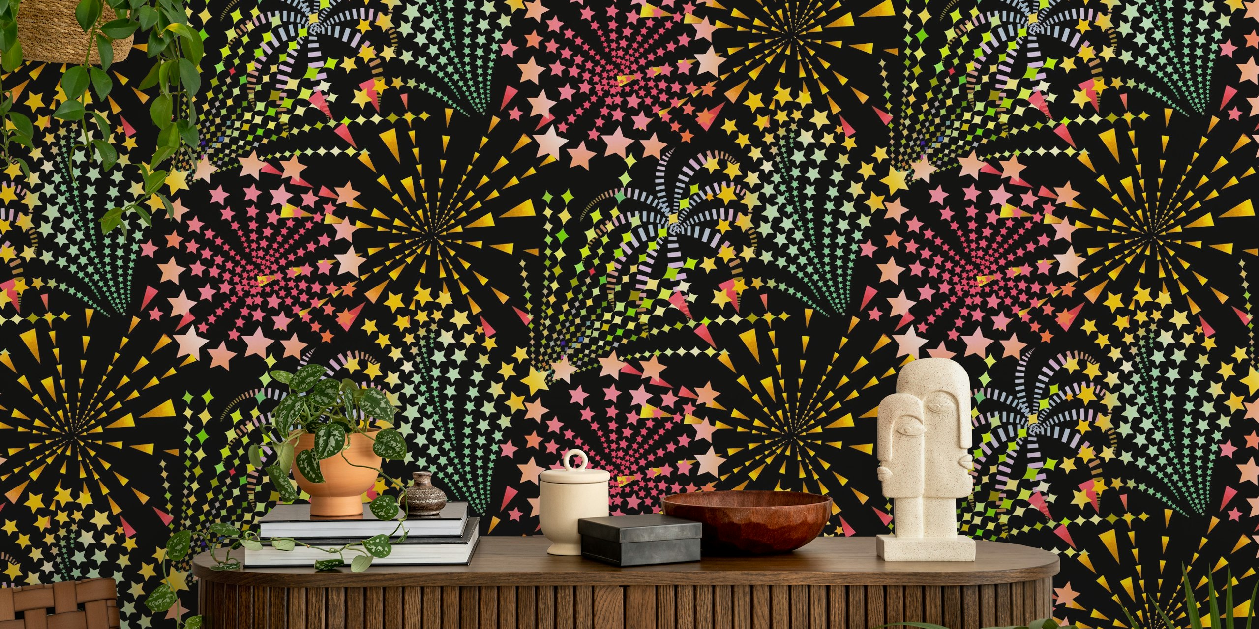 Kolorowy projekt tapety glittering fireworks