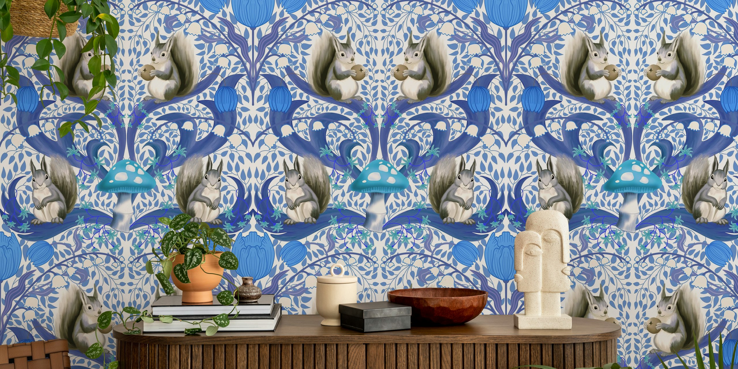 Blueberry Thief 8 wallpaper in a room