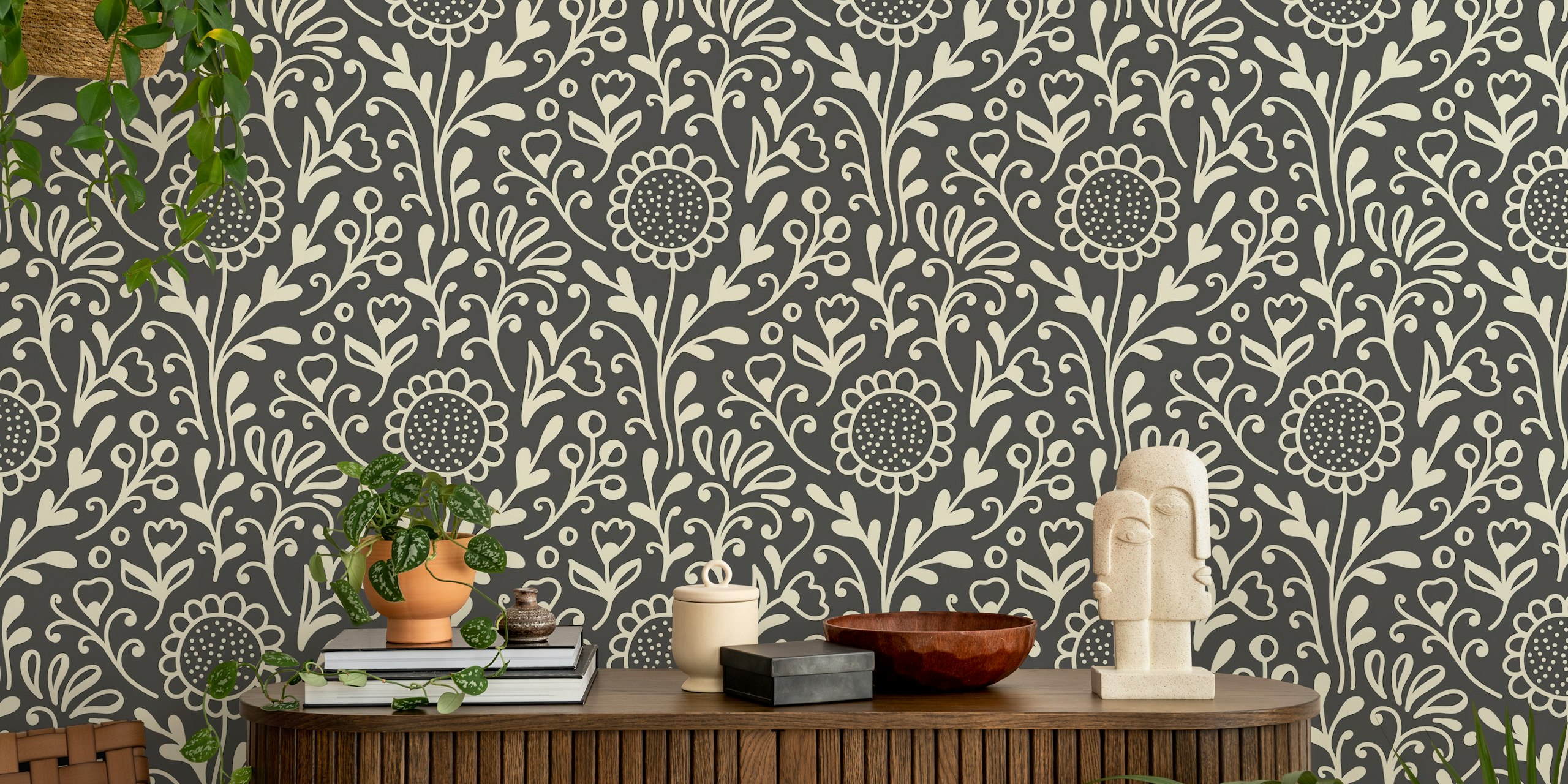 Hand drawn wildflowers pattern design