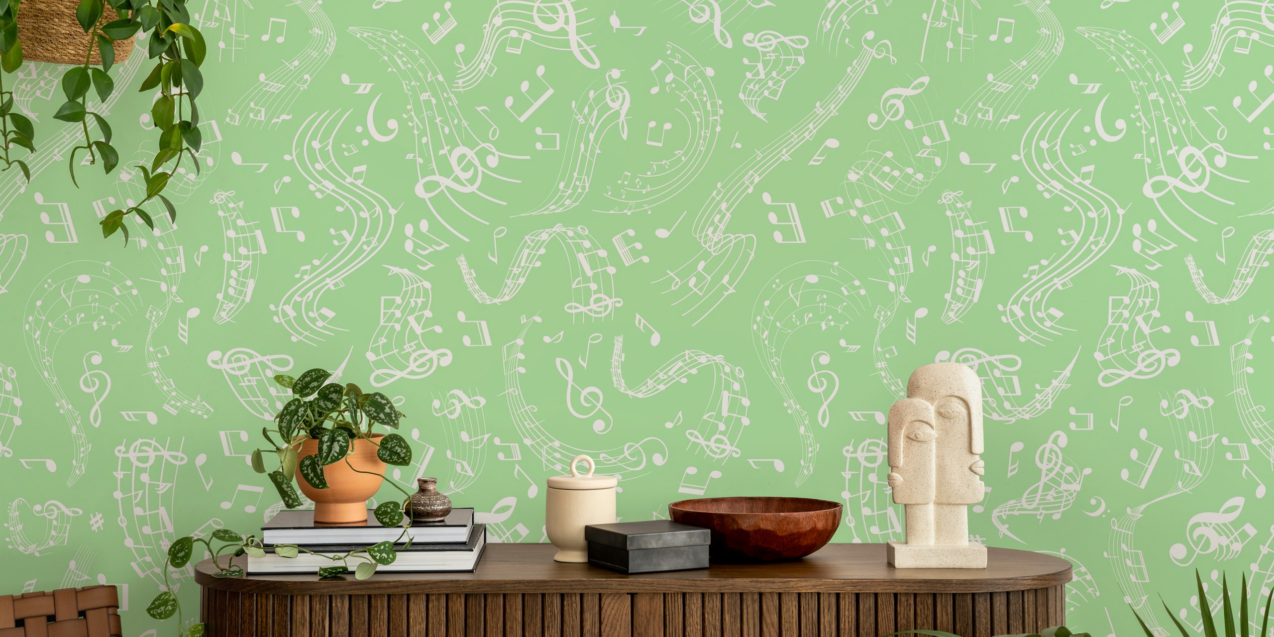Tapeta Music Notes w Granny Smith Apple Green