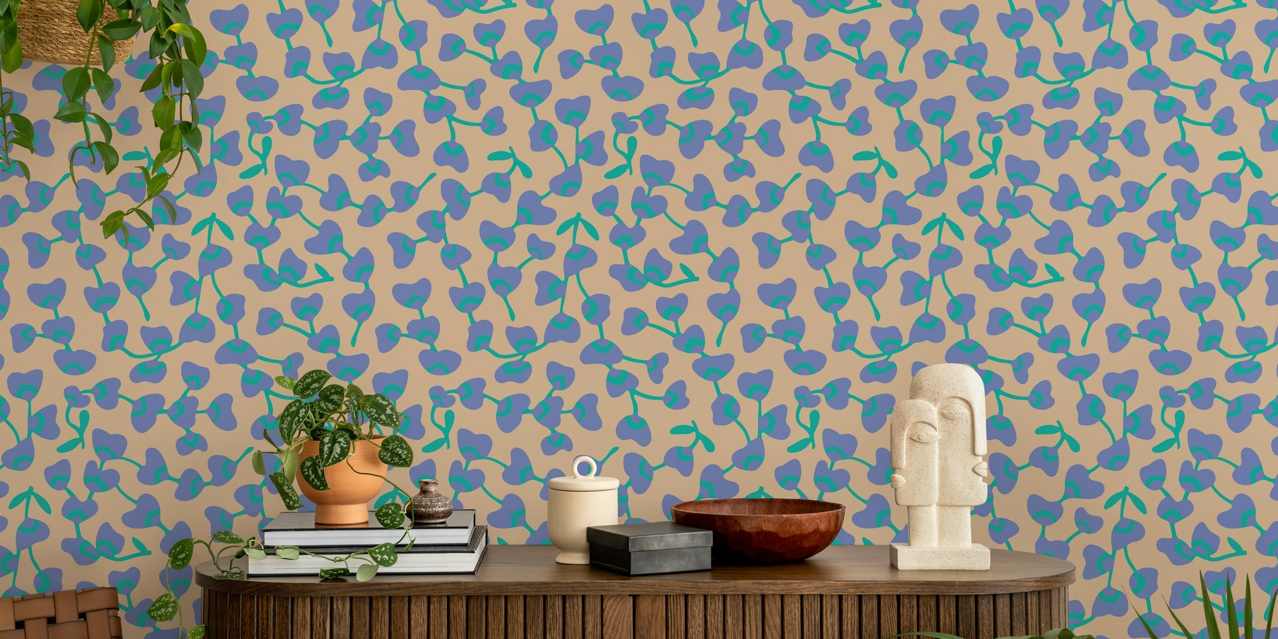 Purple abstract floral wallpaper design