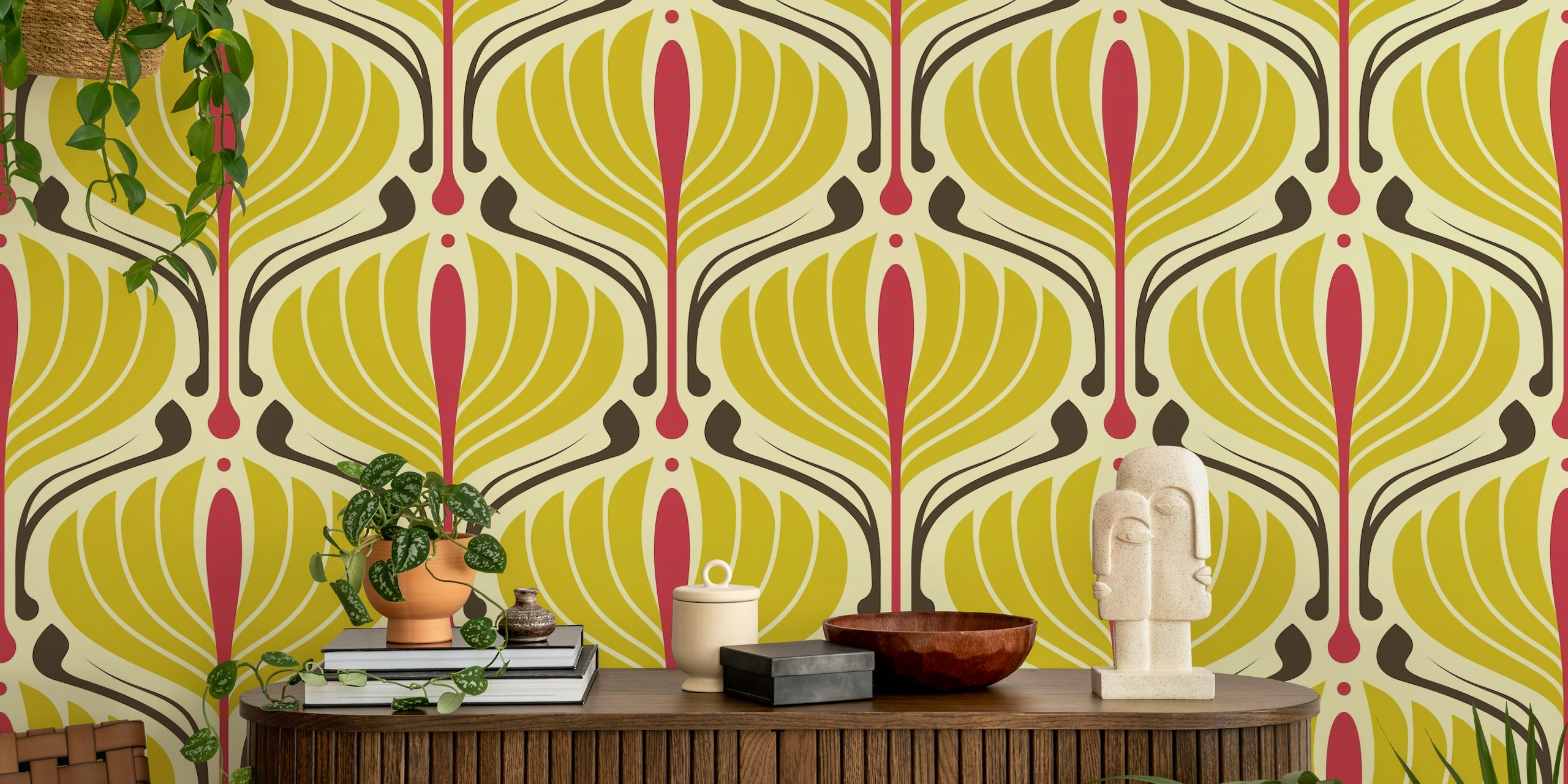 KF 0238 D - Vintage Retro Floral wzór w pokoju