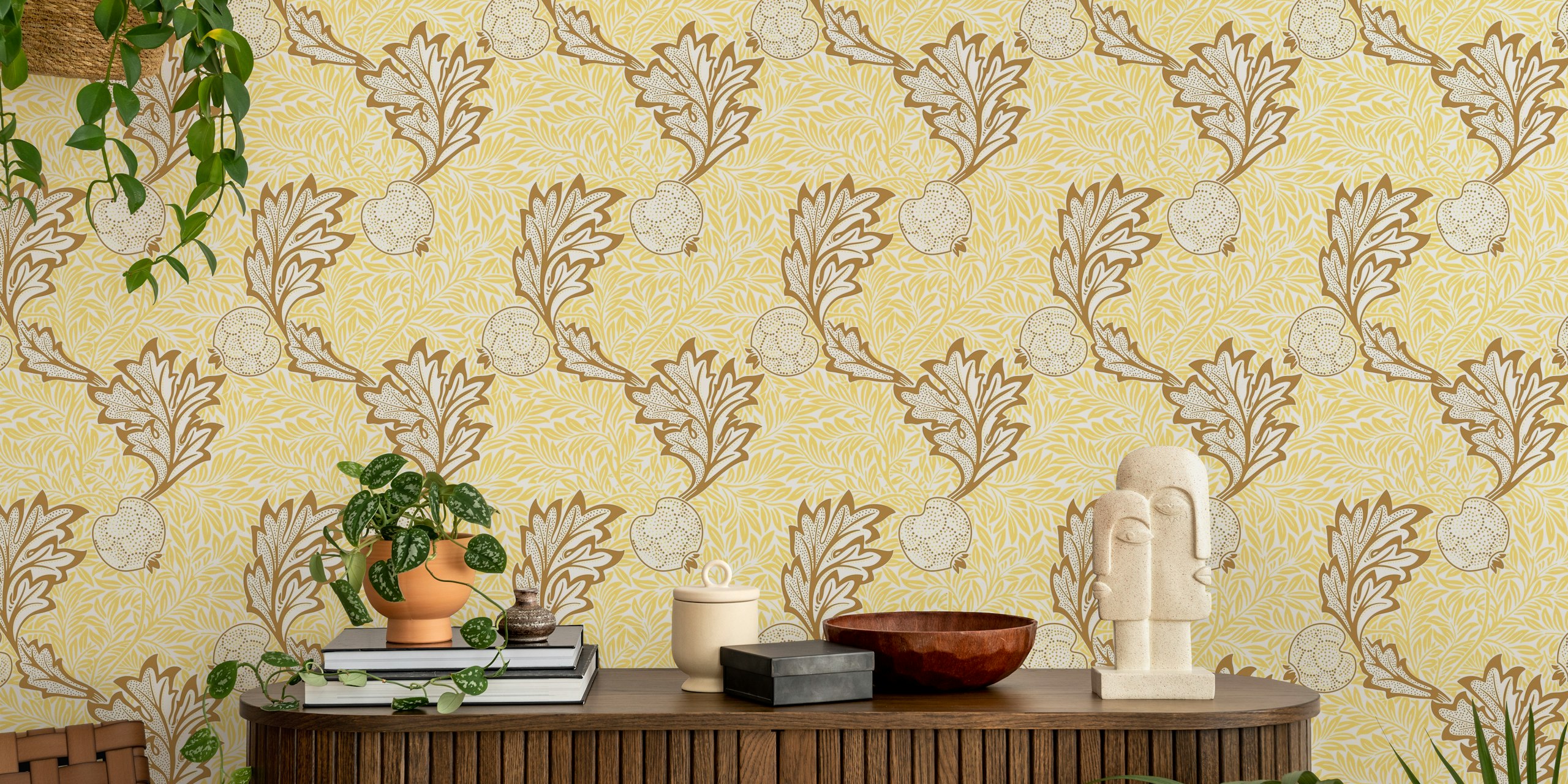Classic Victorian apple and leaf pattern wallpaper