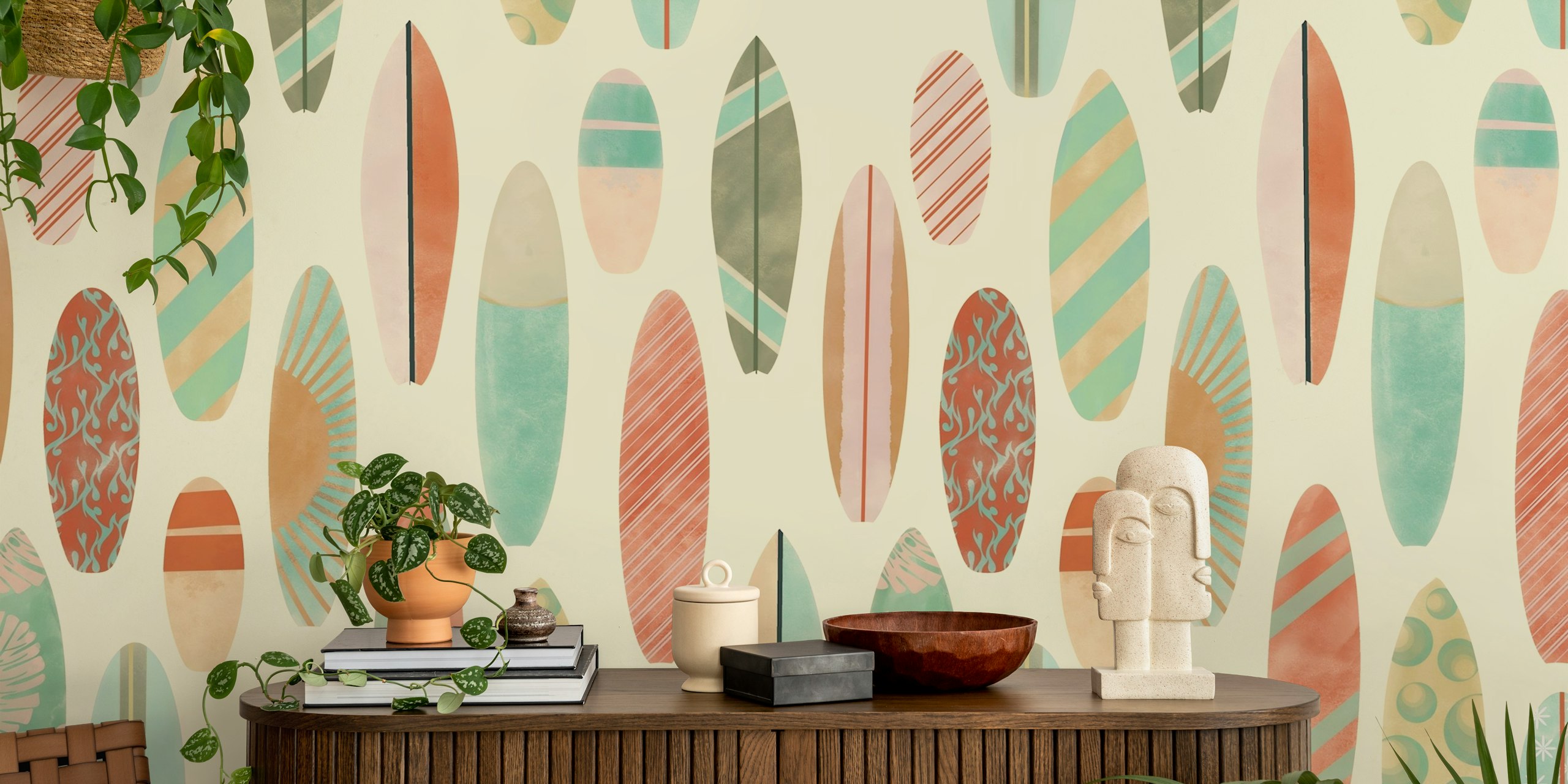 papel de parede Surf Vintage Vibe em um quarto