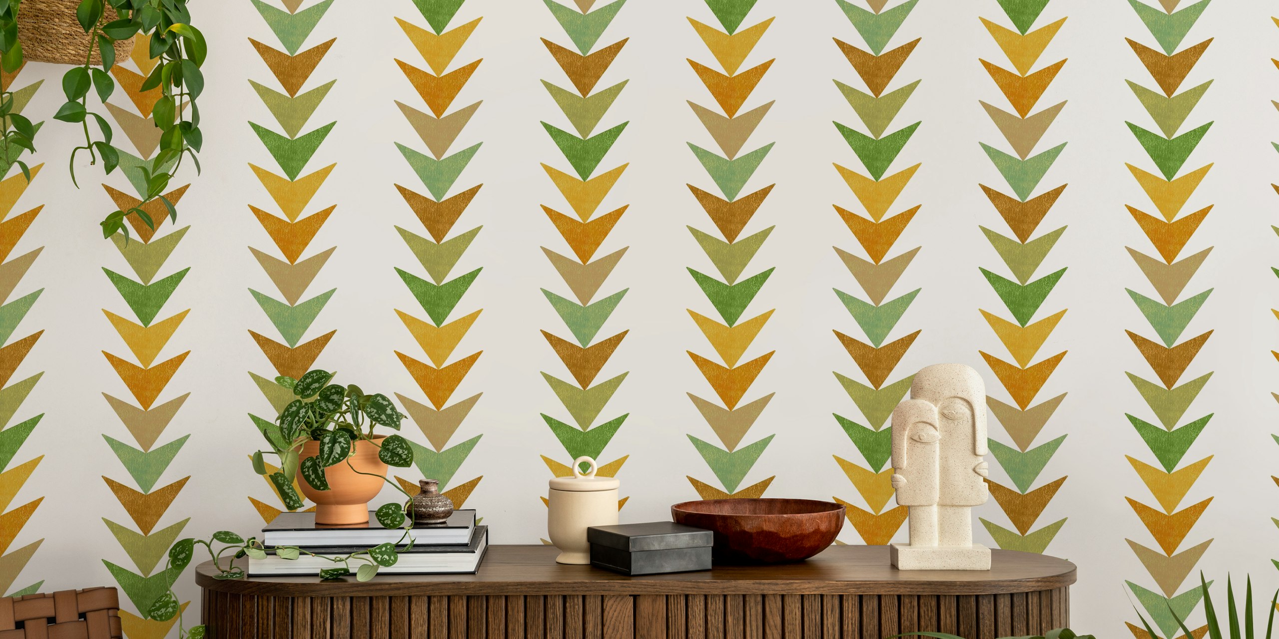 Arrow stripes wallpaper dans des couleurs terre