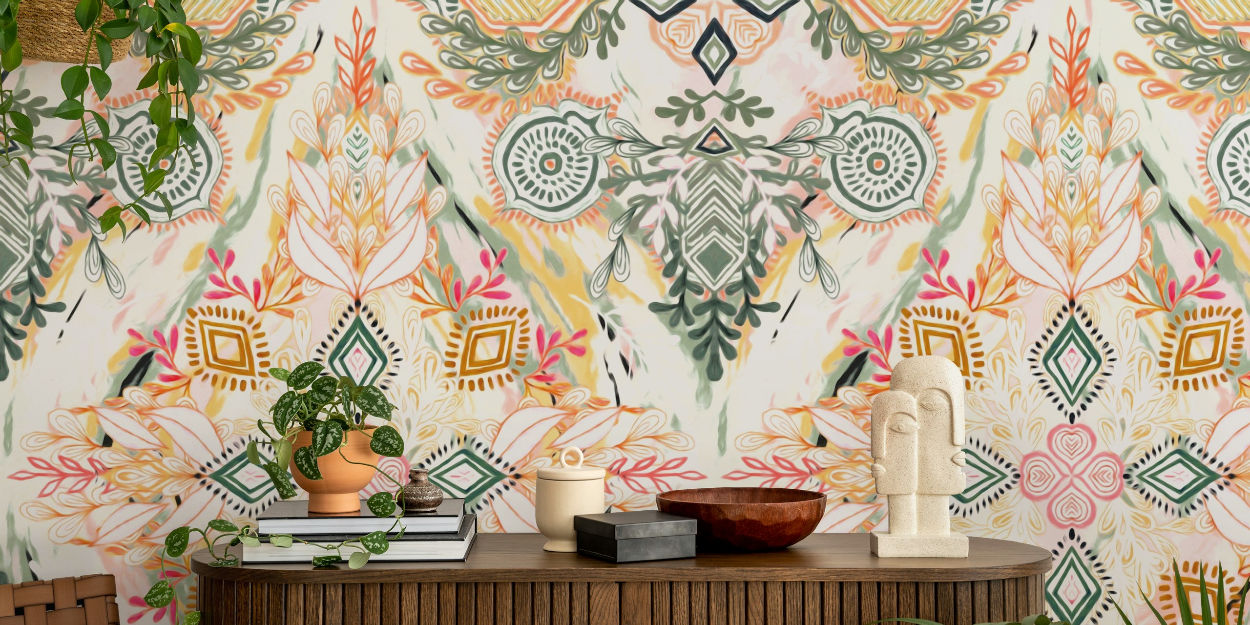Wonderland in Spring behang in een kamer