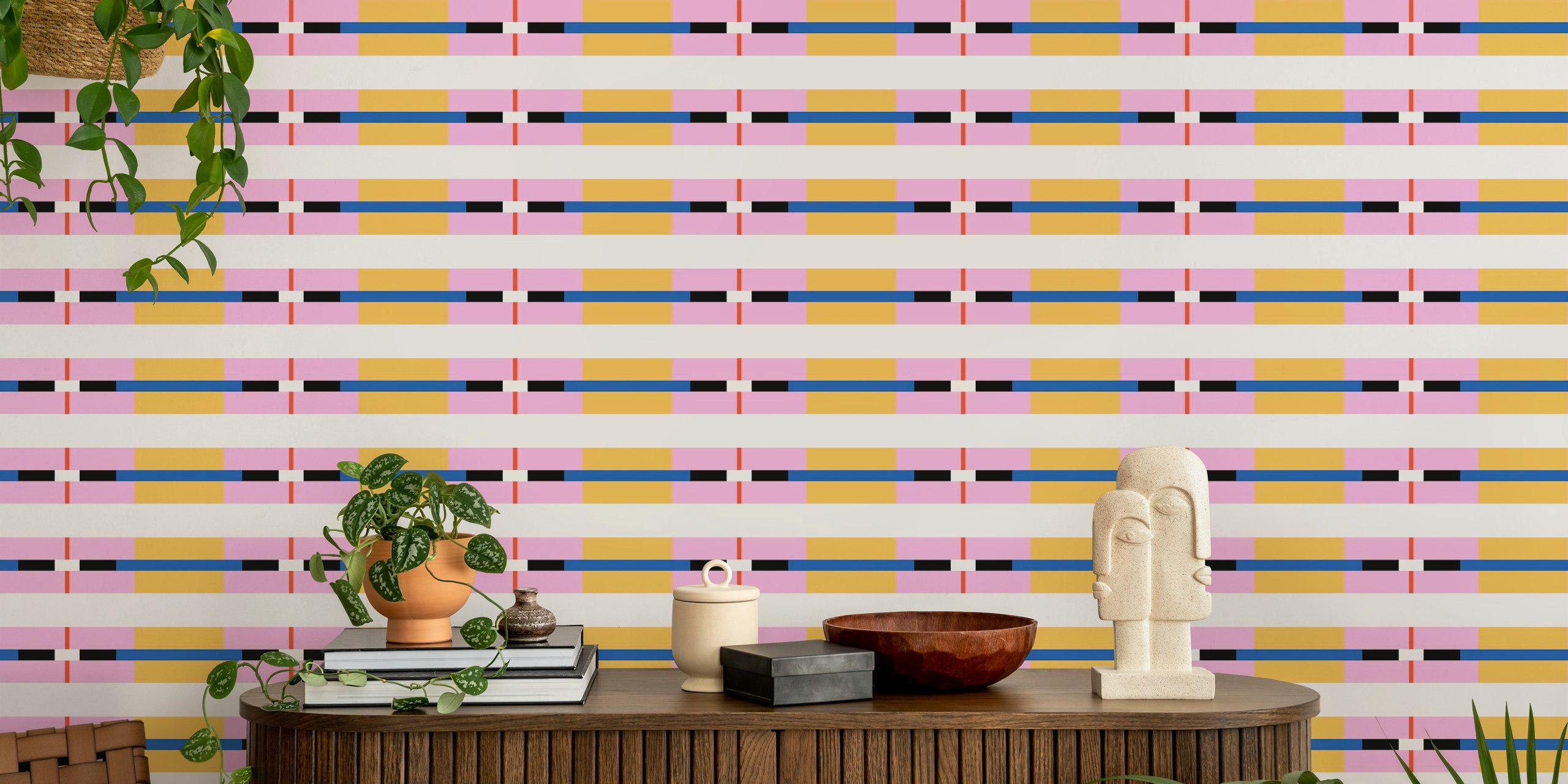 Joyful horizontal stripes carta da parati in una stanza