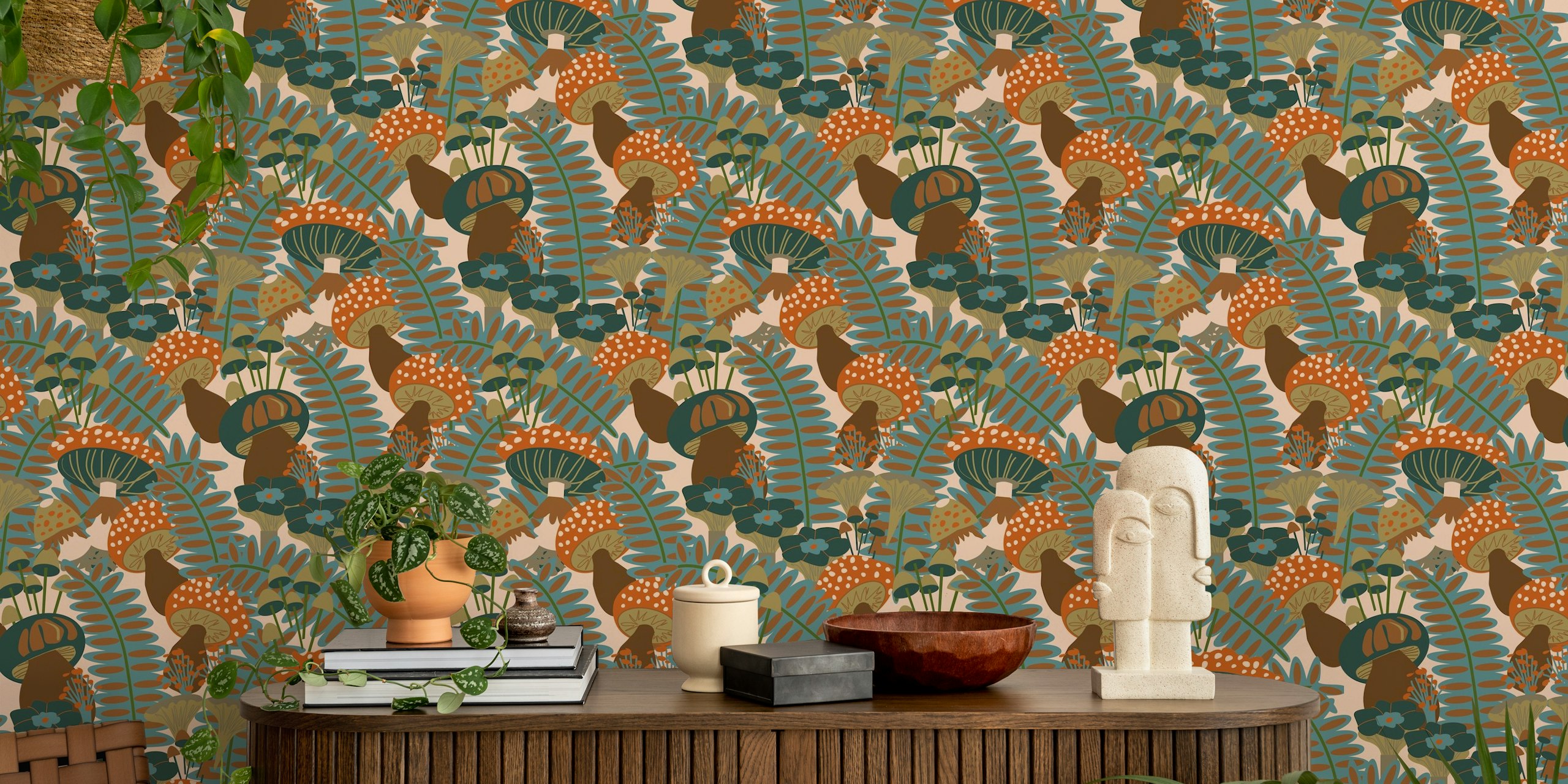 Autumnal Forest Fungi tapetdesign