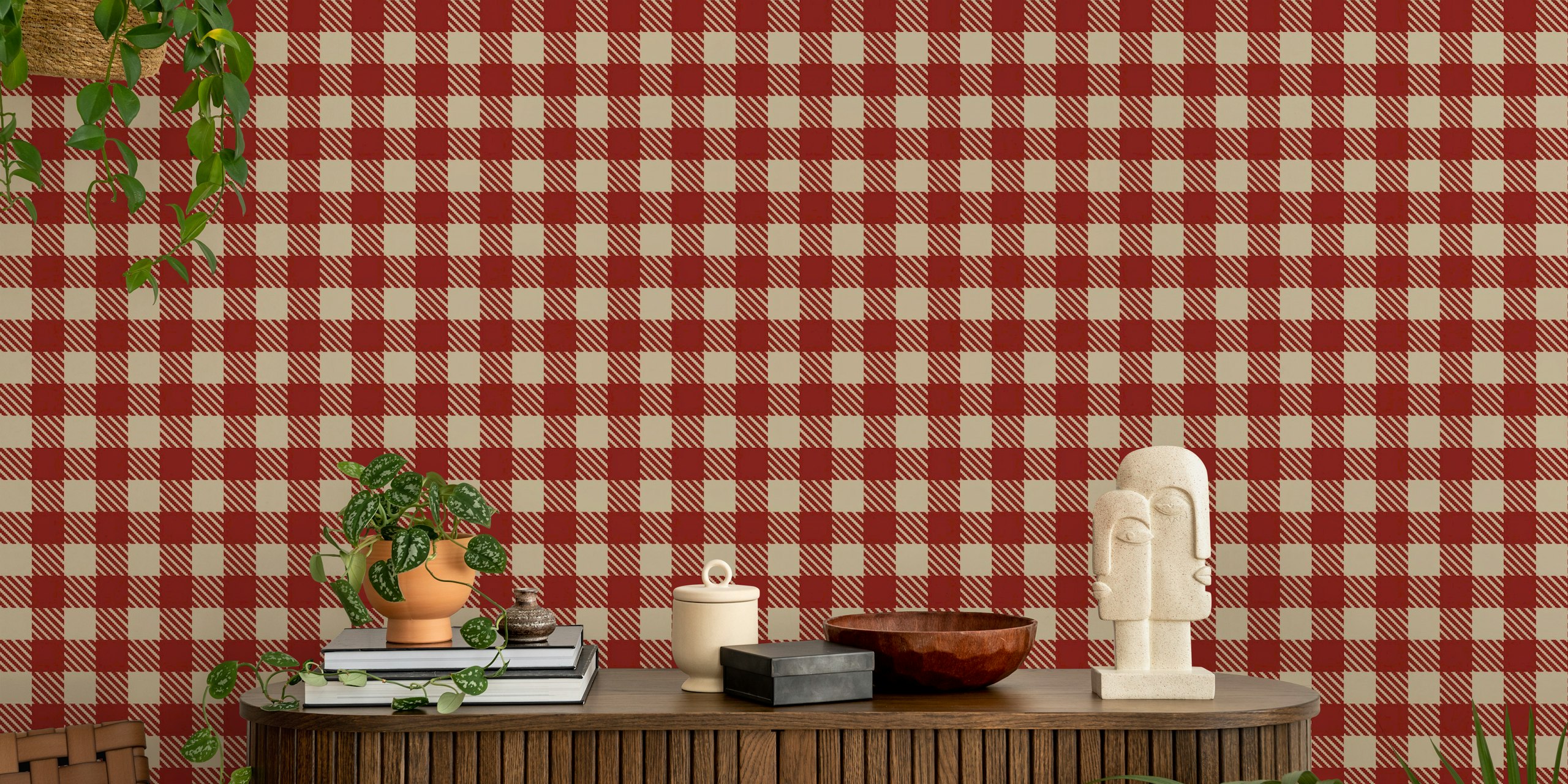 Charming classic gingham pattern wallpaper
