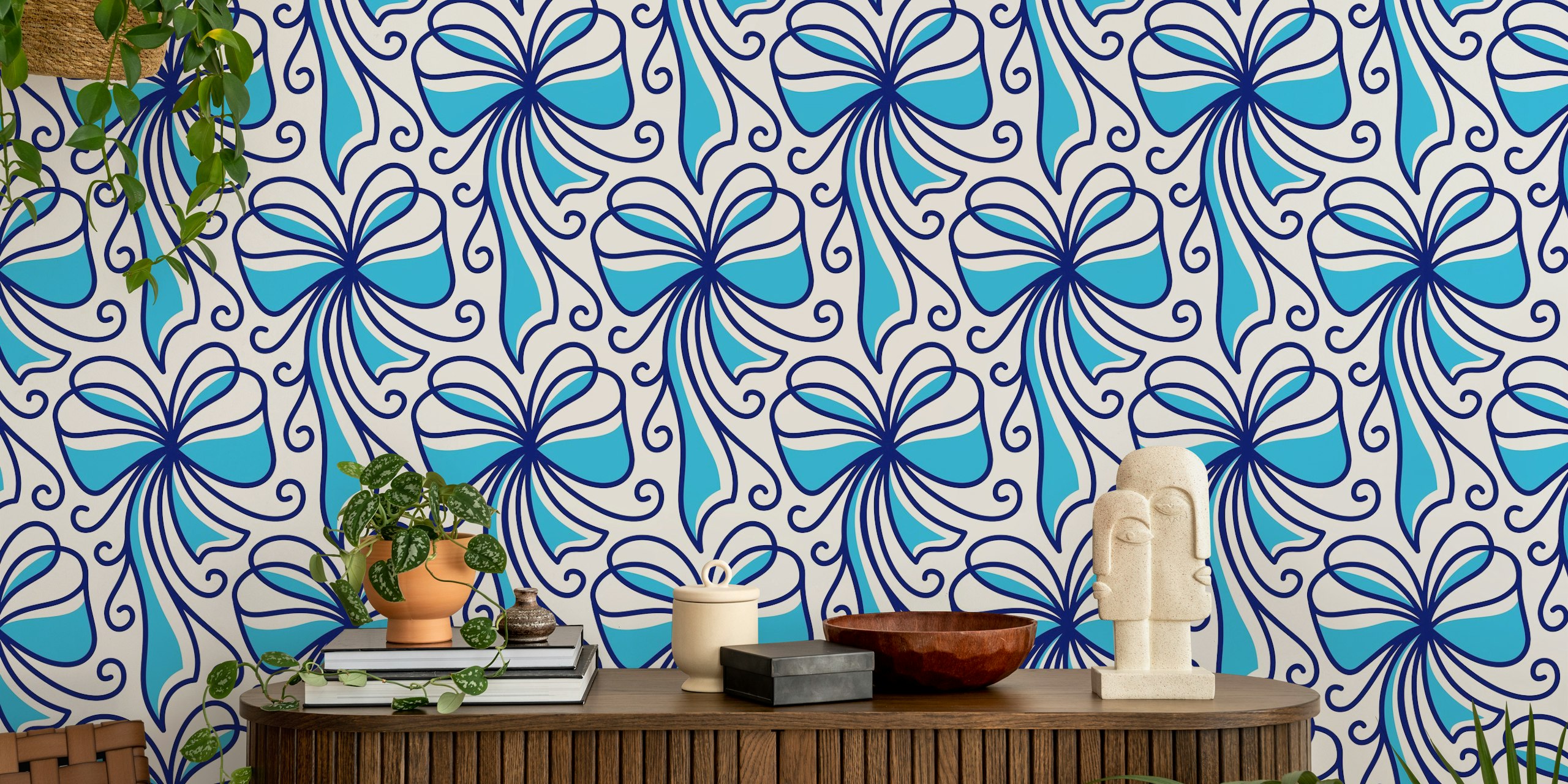 Blue Ribbons Fantasy wallpaper design