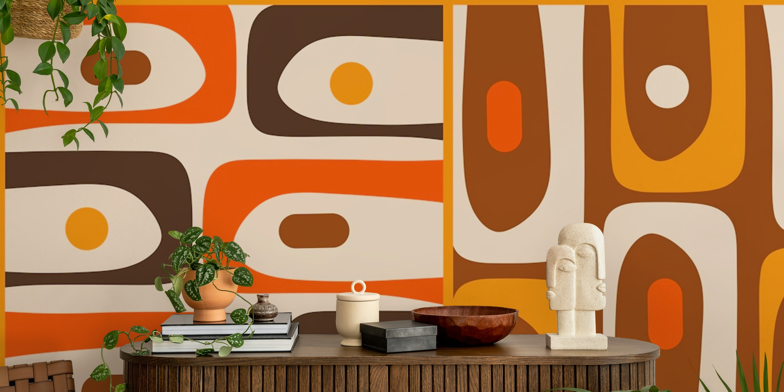 Mid Century Modern Piquet wallpaper in room