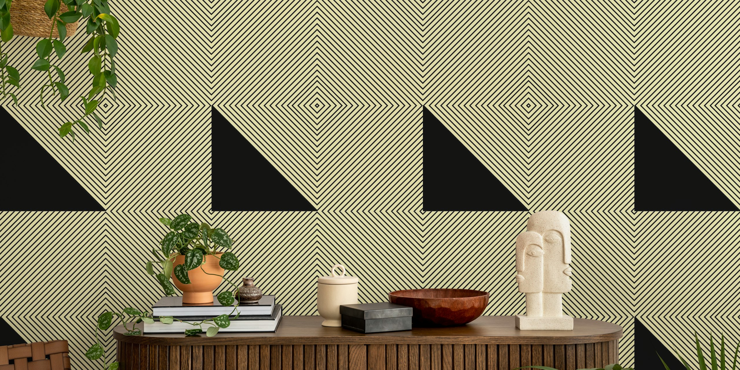 Black and white geometric diagonal lines wallpaper