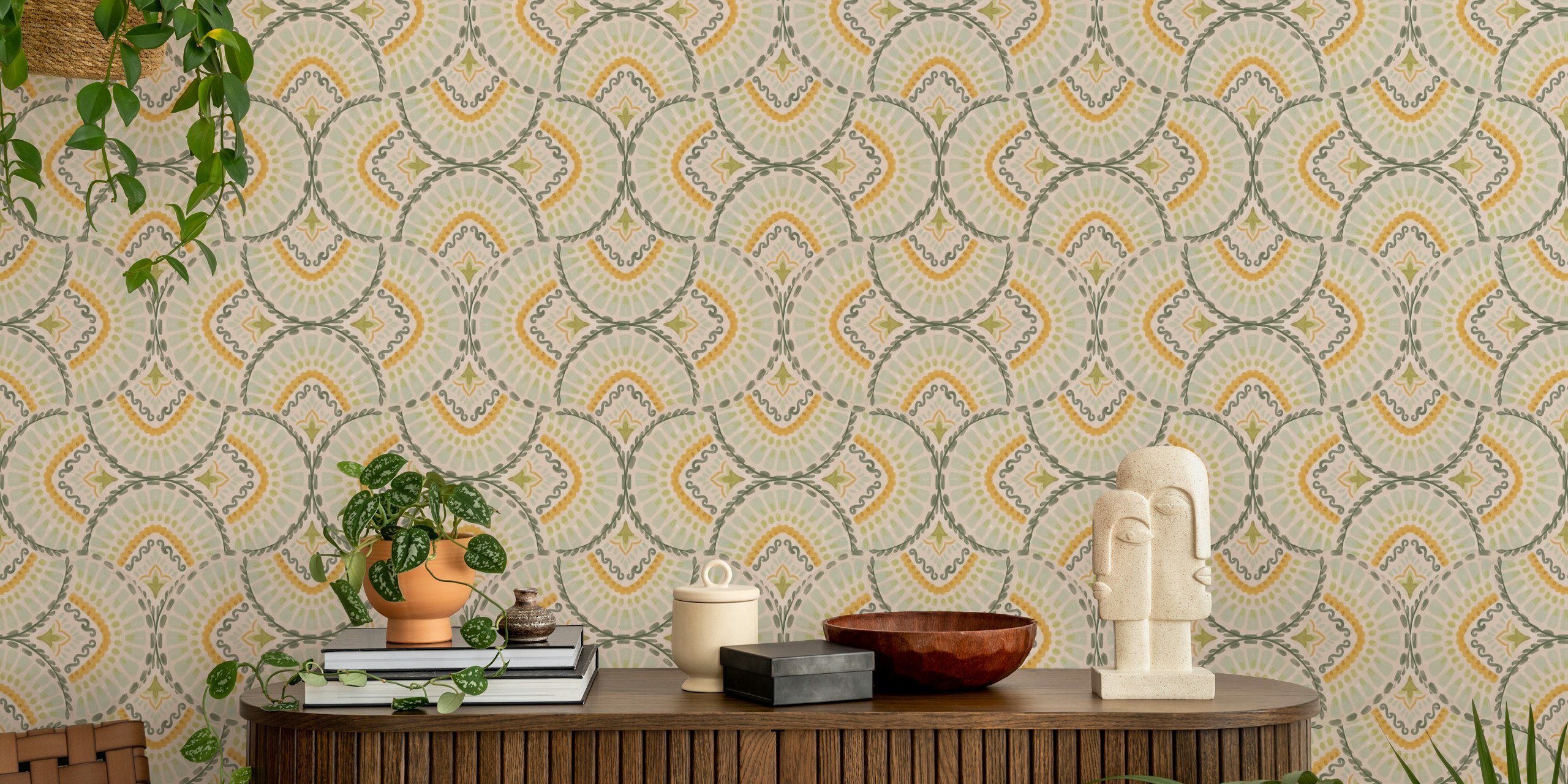 Vintage Boho Charm wallpaper pattern in a room