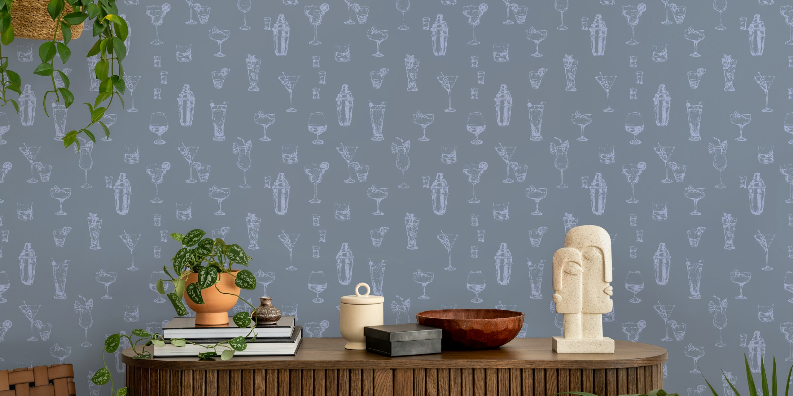 Chic Cocktail Sketches tapetti huoneessa