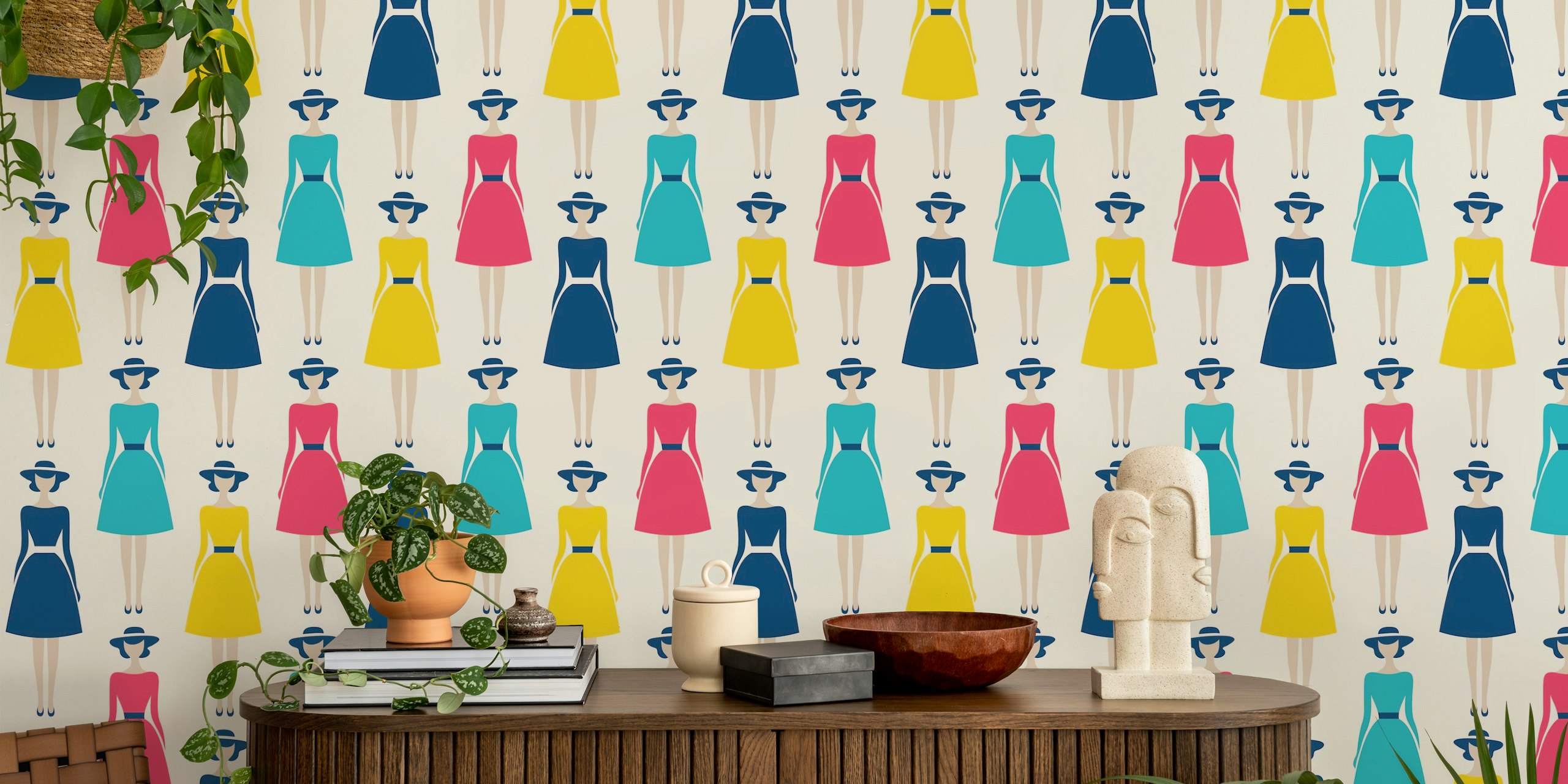 Chic retro fashion wallpaper design