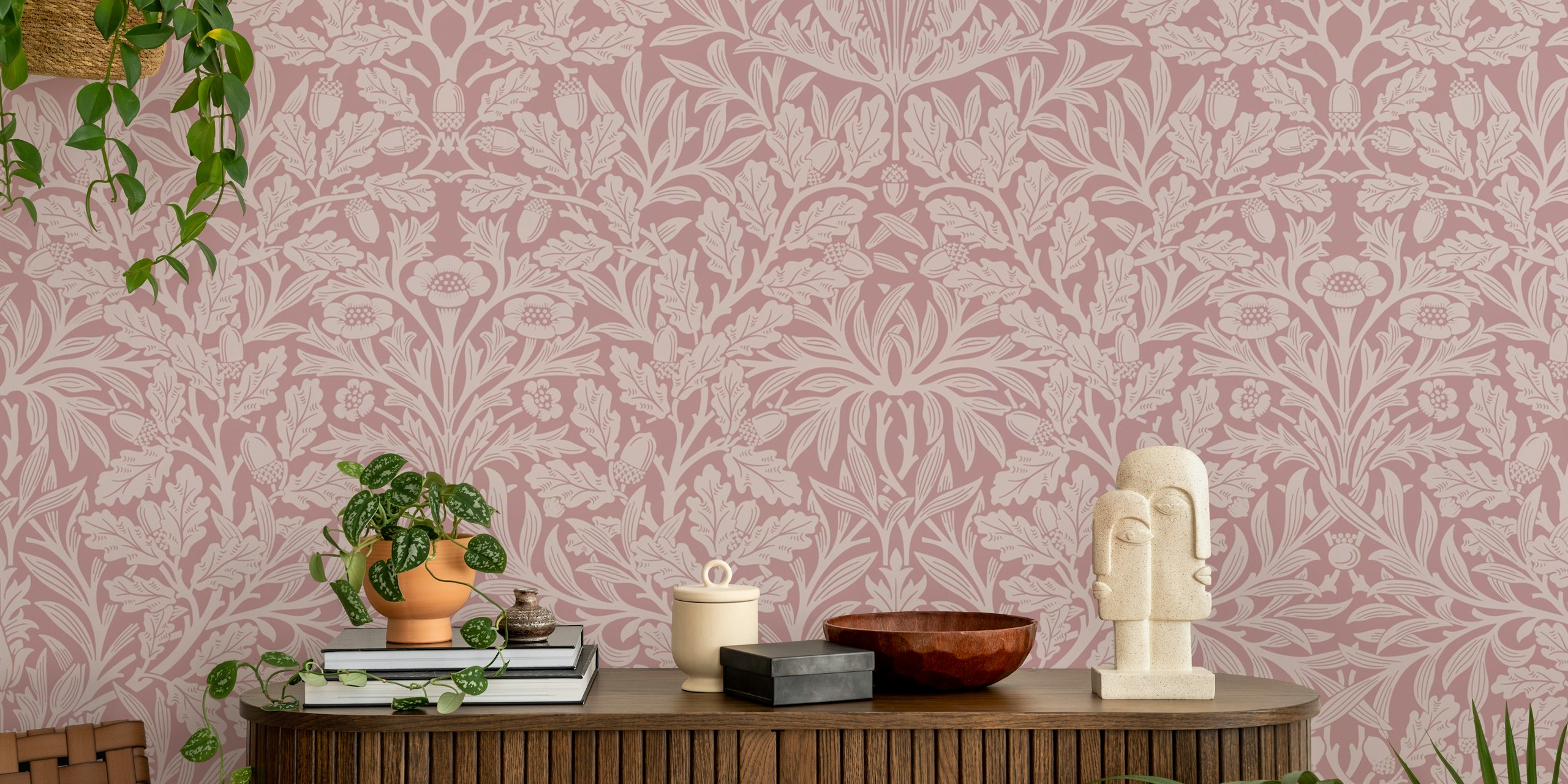 Victorian Acorn pattern i et støvete rosa rom