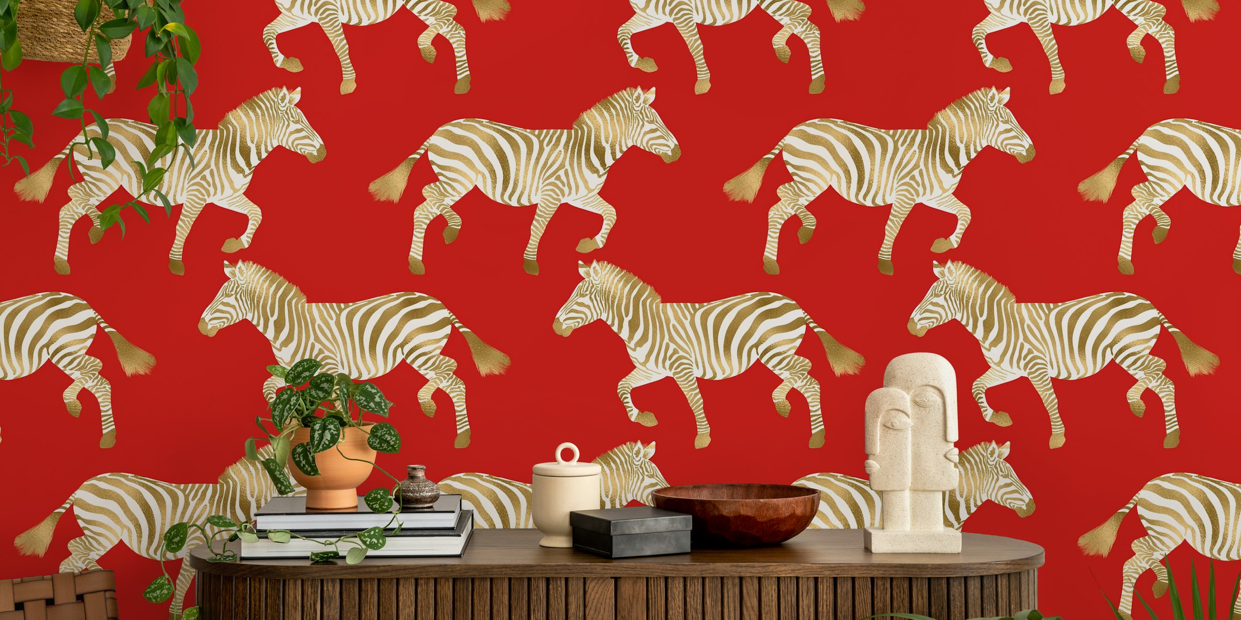 Esposizione di Zebra wallpaper in una stanza
