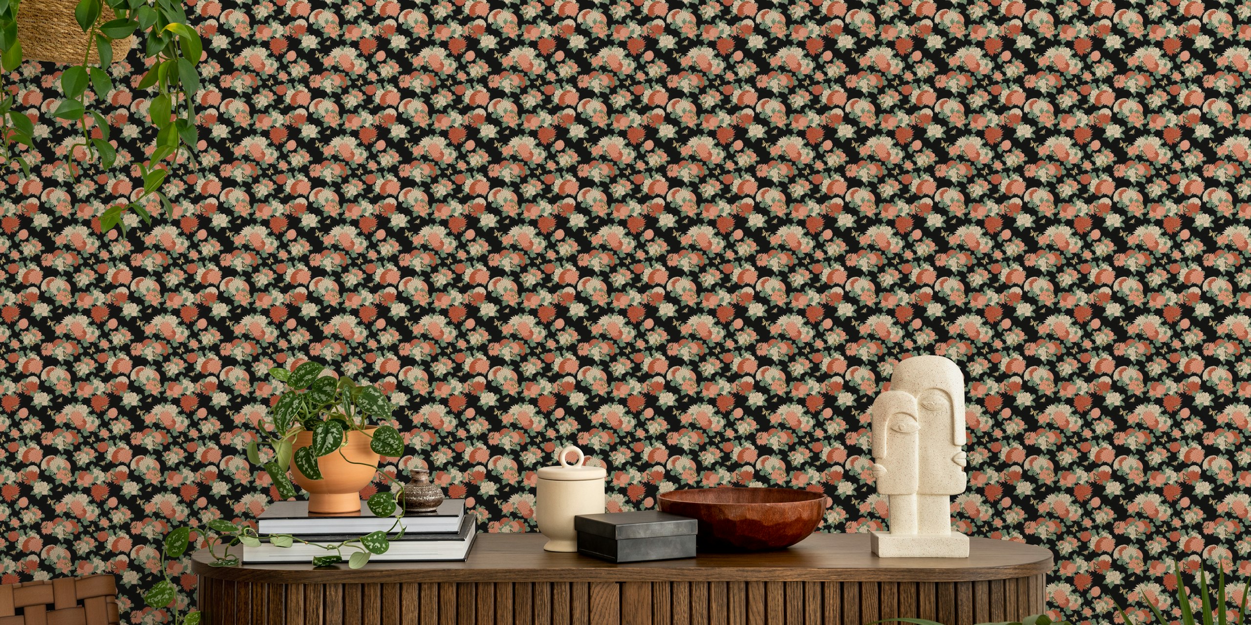 Japanese Butterfly and Chrysanthemum tapetdesign