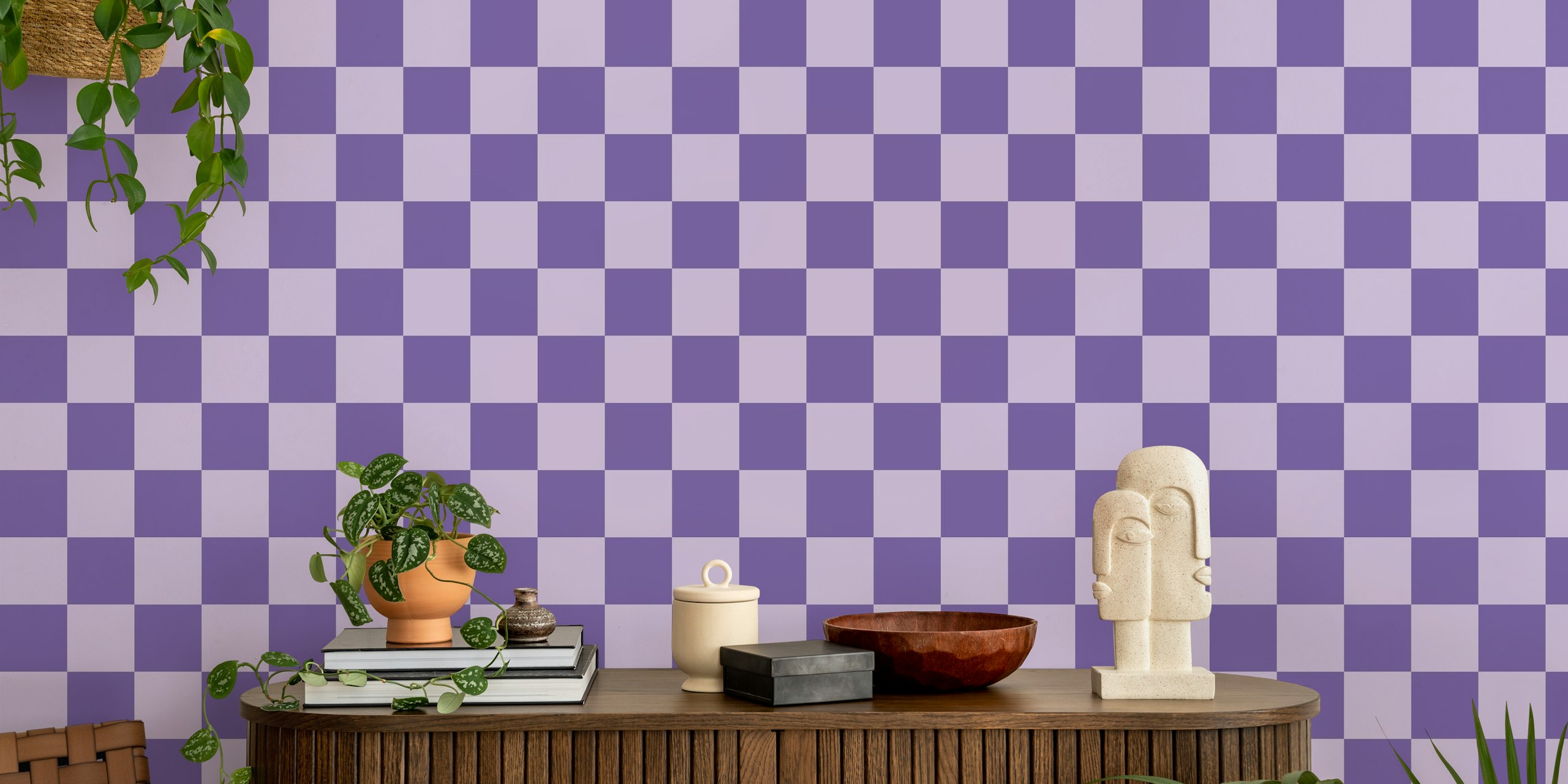Two Colors Checkered Pattern wallpaper in a room