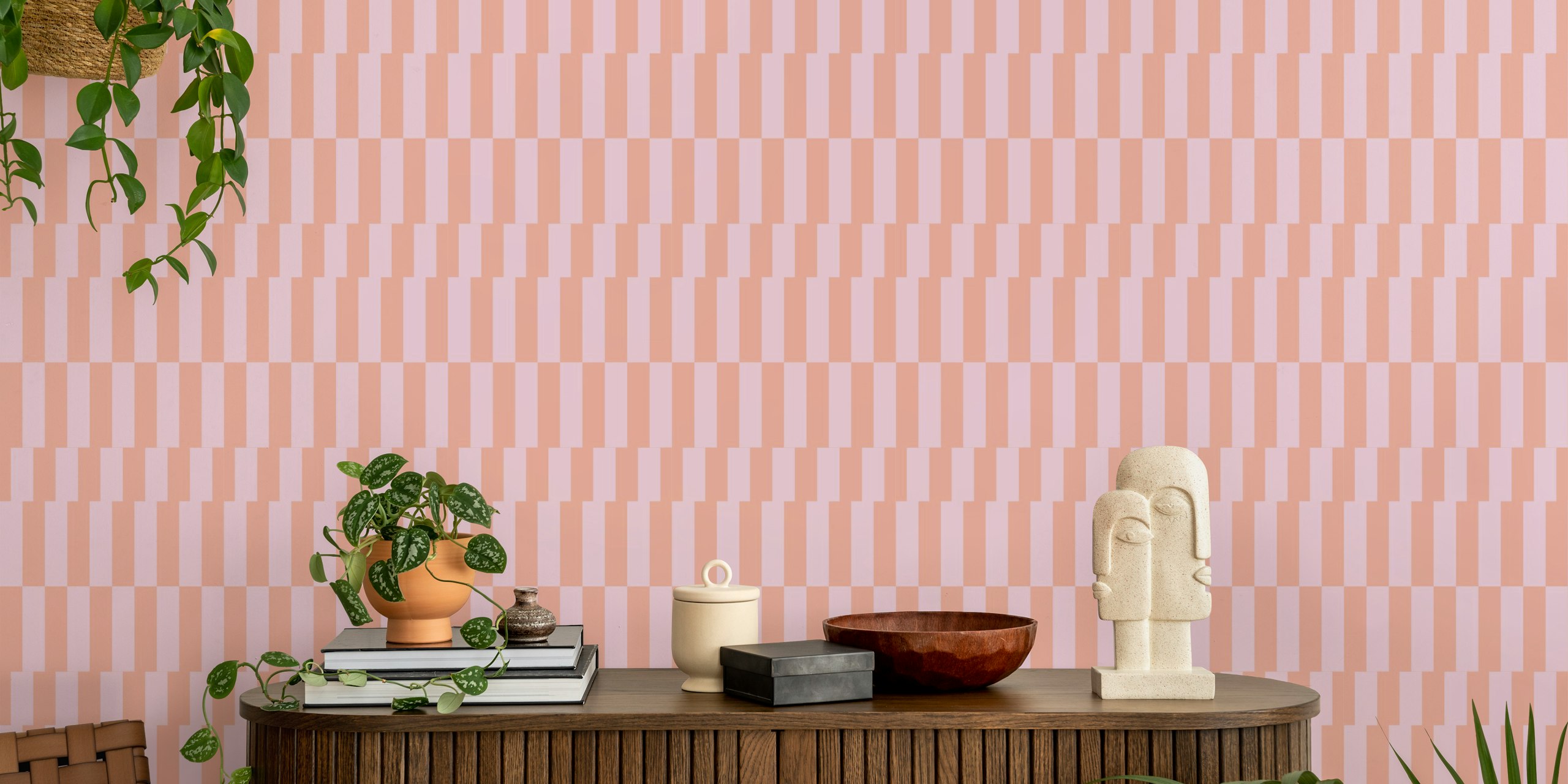 New Stripes Apricot tapet i et rum