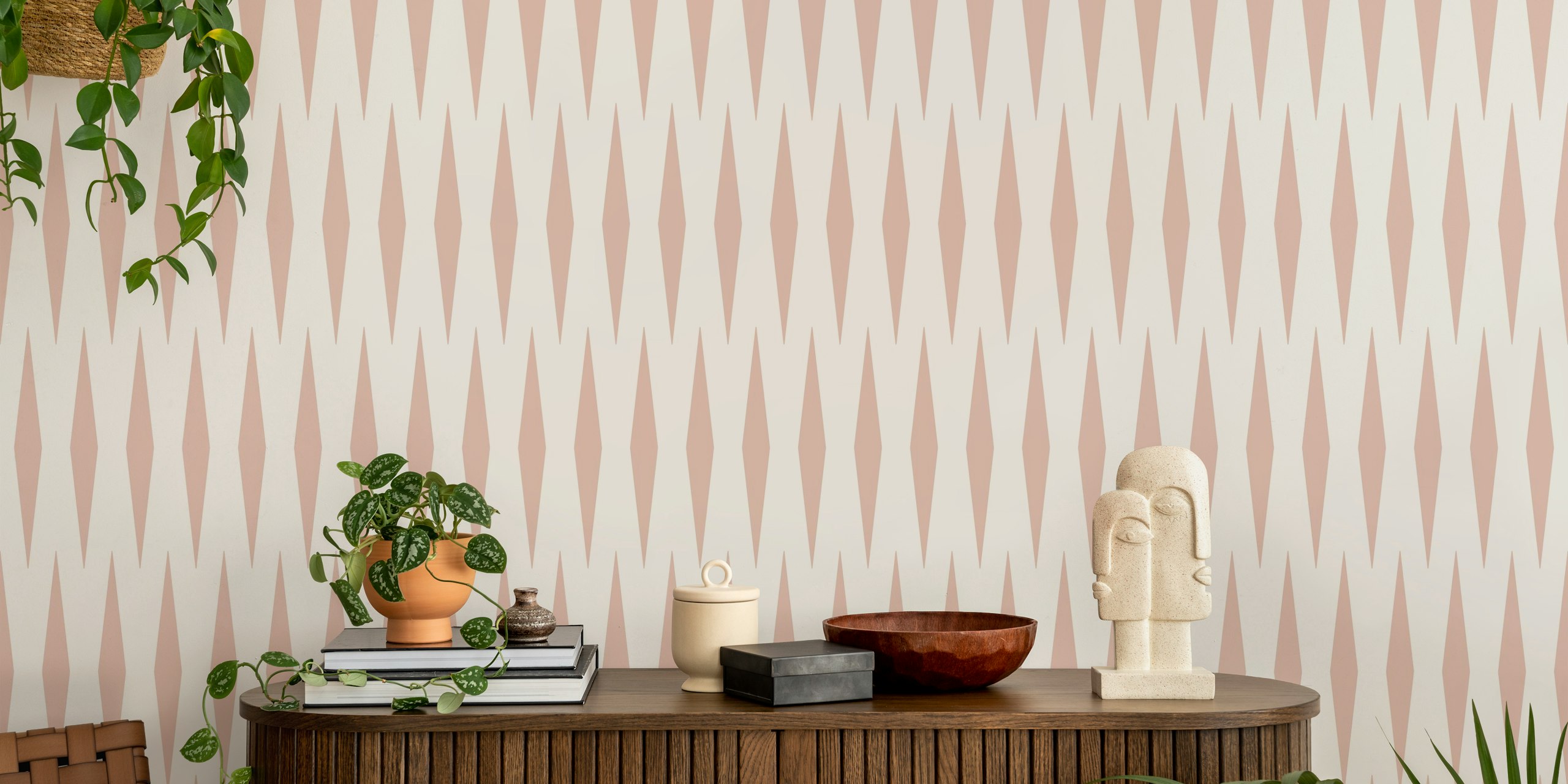 Blush diamond geometric pattern wallpaper
