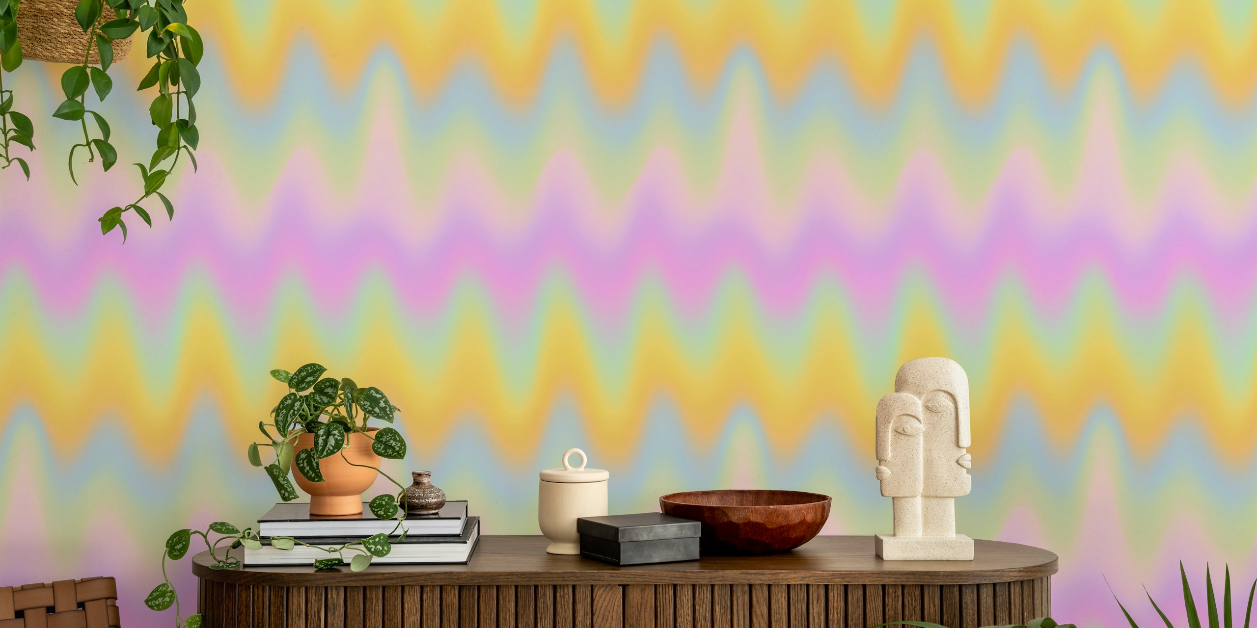 Dreamy Pastel Ripples tapet i ett rum